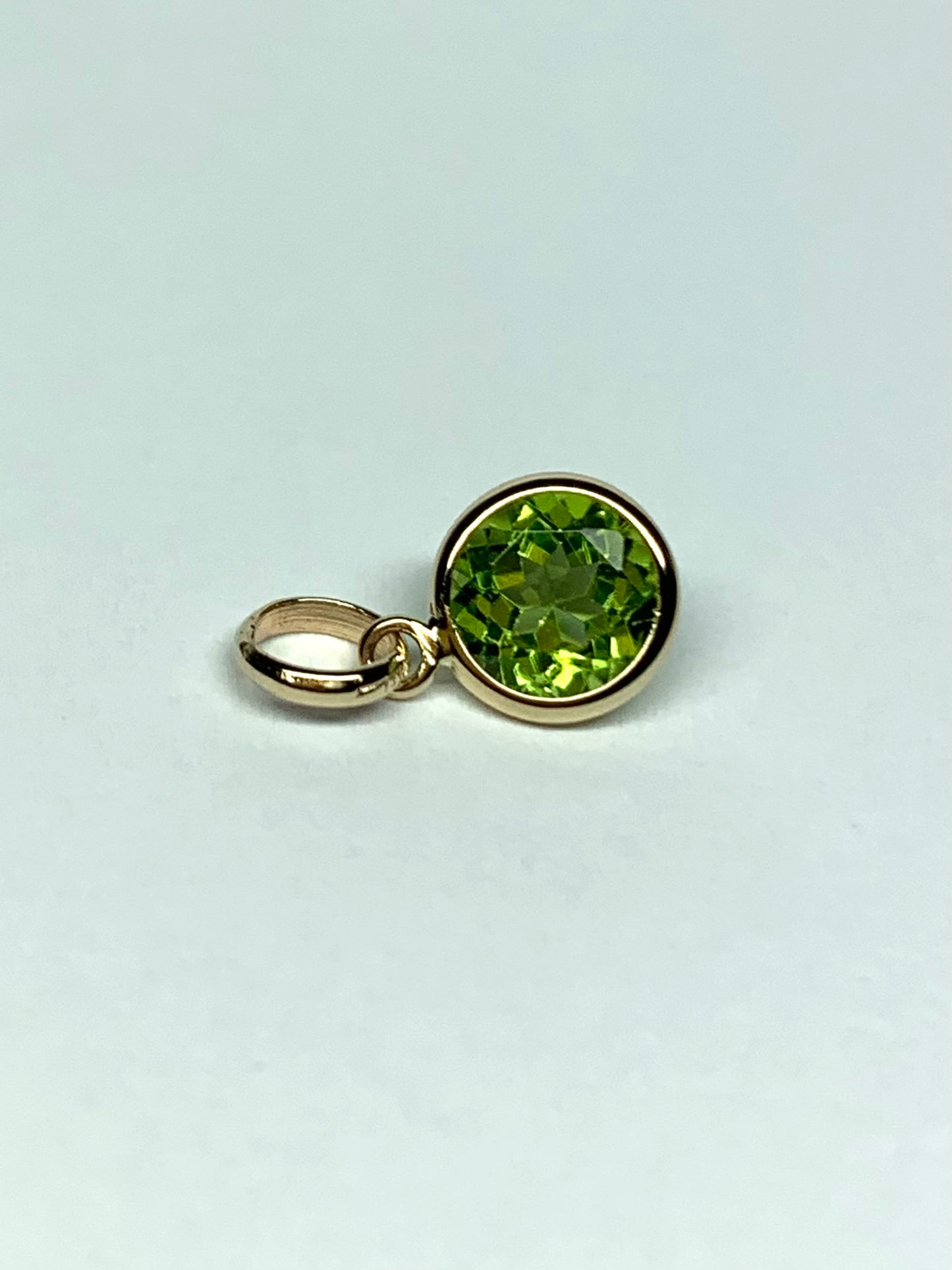 14k Solid Yellow Gold, Green Peridot Mini Pendant