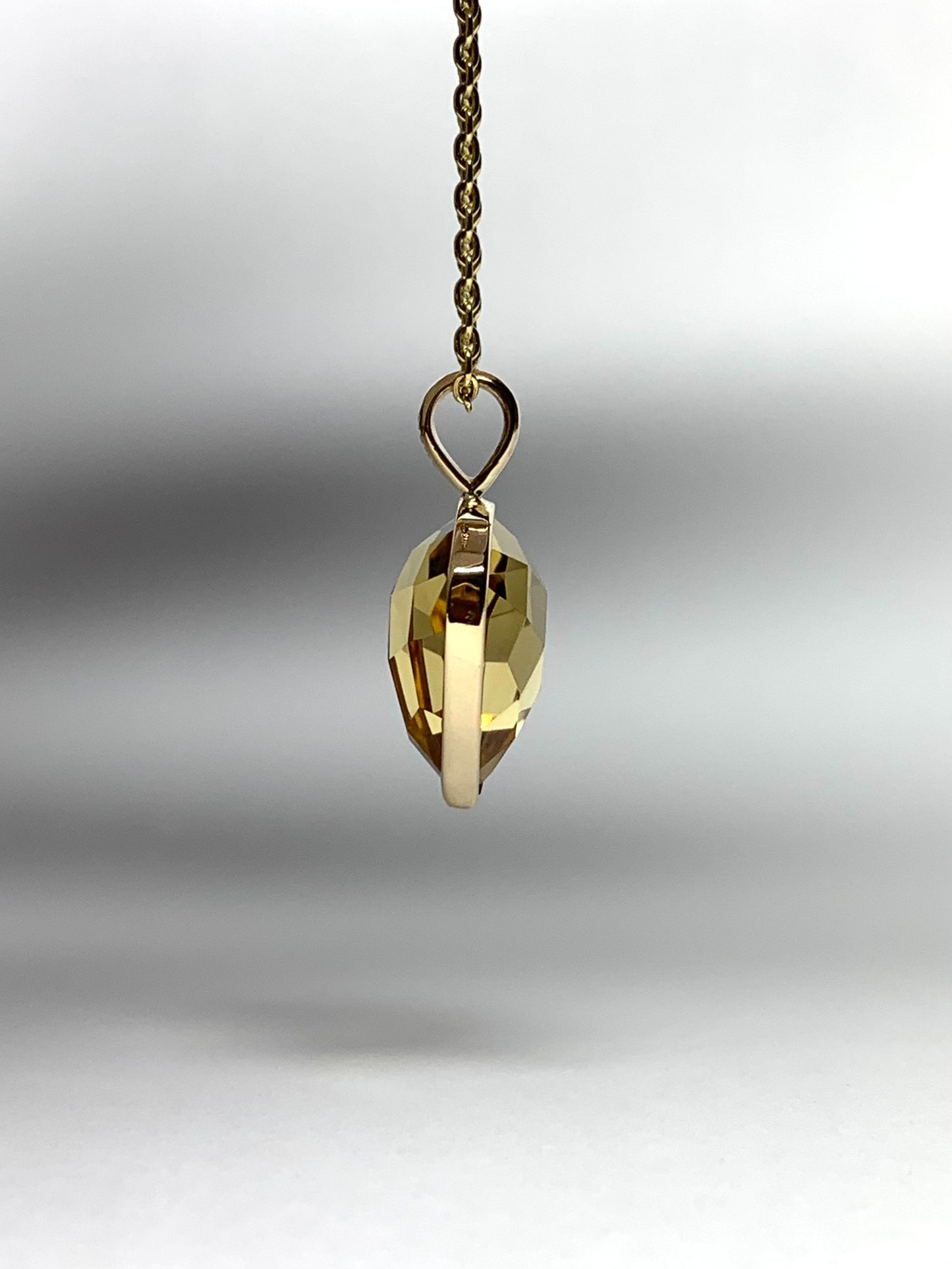 14k Solid Yellow Gold, Citrine Trillium   Pendant, Small Size