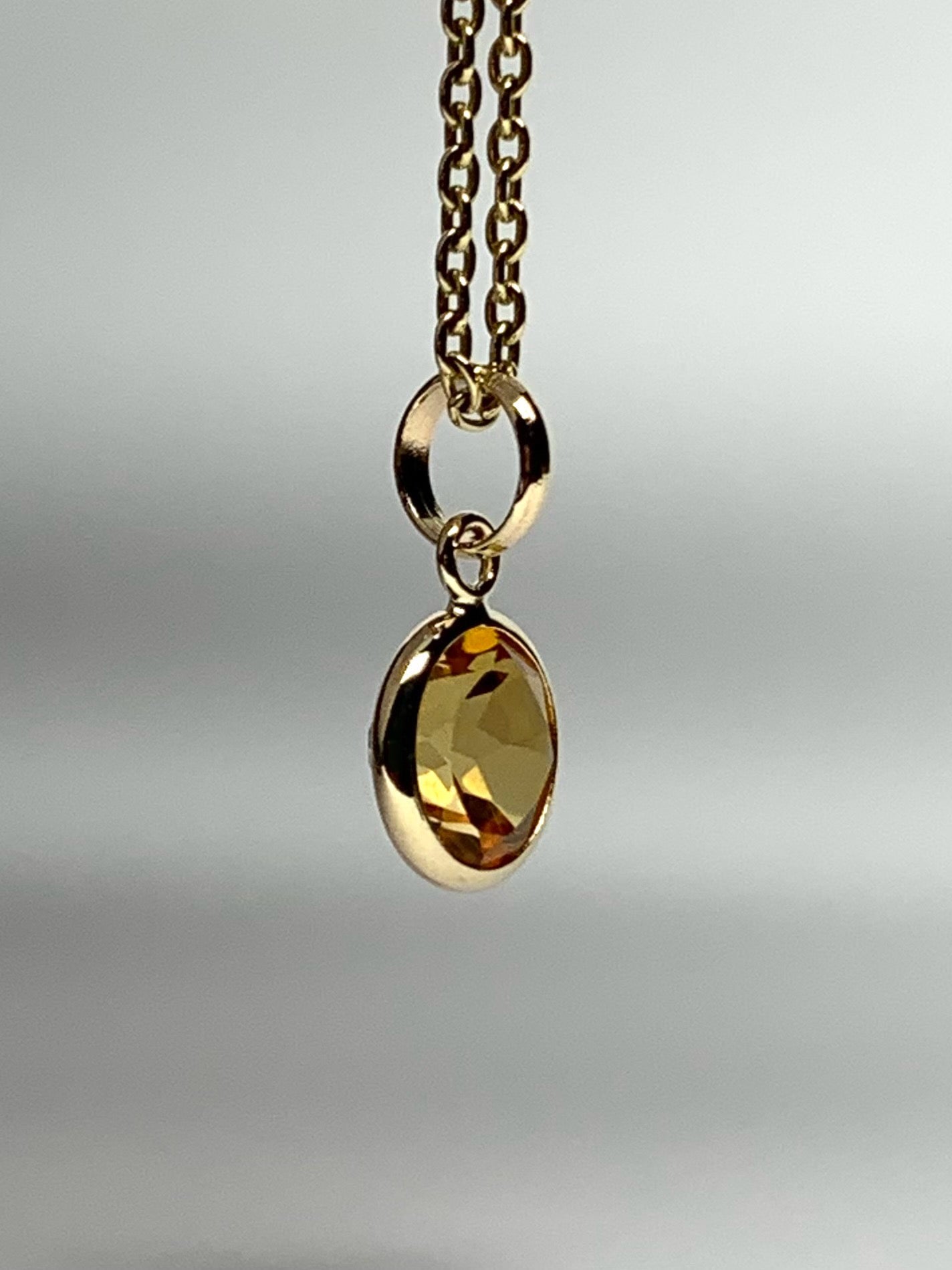 14k Solid Yellow Gold, Citrine Mini Pendant
