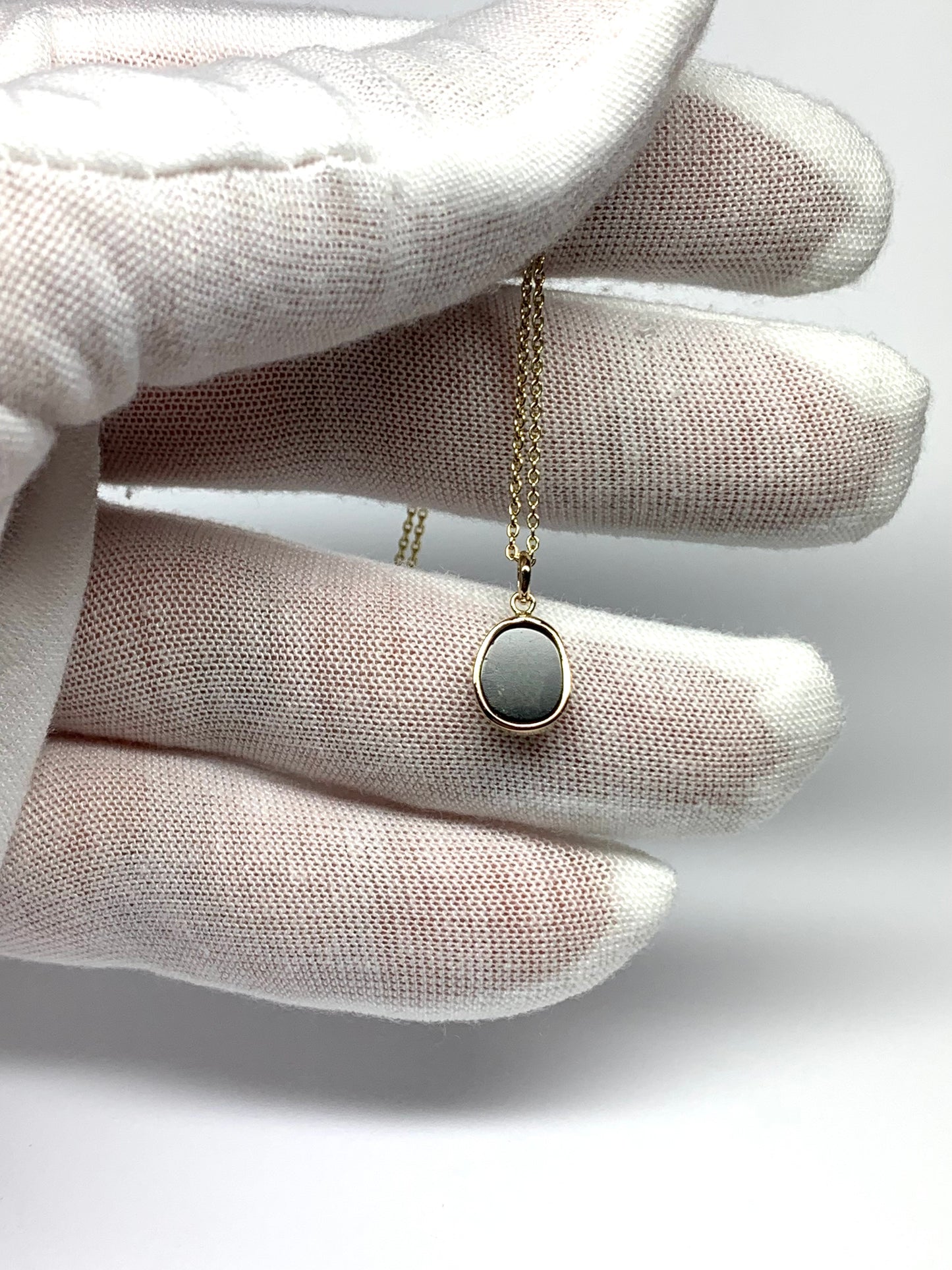 14k Solid Yellow Gold, Natural Dark Green Tourmaline Mini Pendant