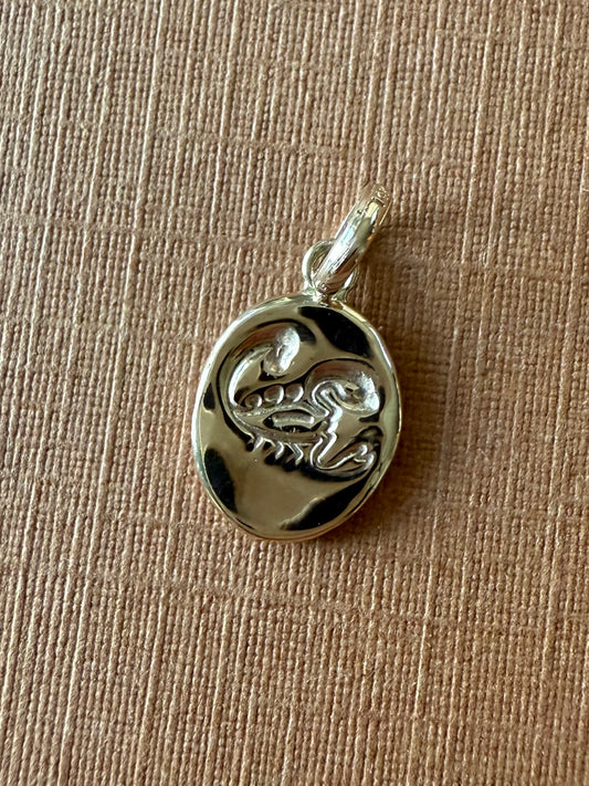 14k Solid Yellow Gold Nugget “Scorpio” Mini Pendant, Charm