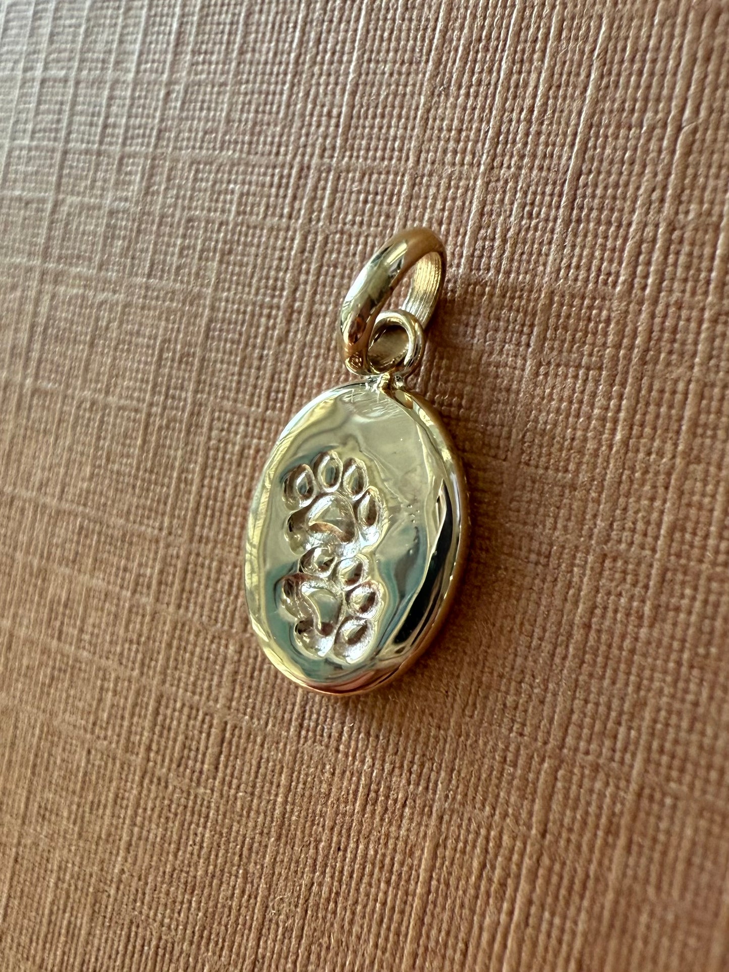 10k Solid Yellow Gold Nugget “Paws” Mini Pendant, Tiny Charm