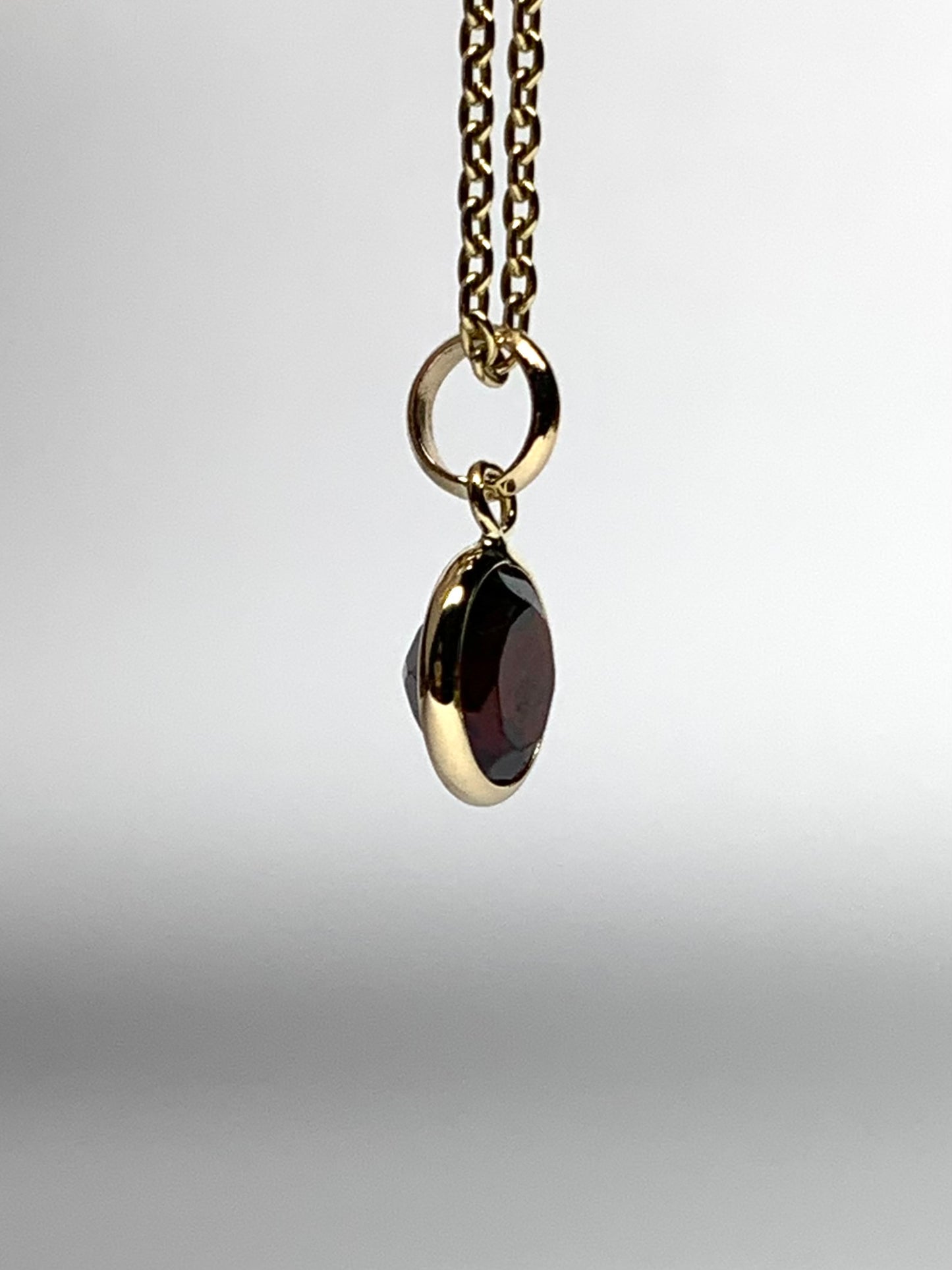 14k Solid Yellow Gold, Red Garnet Mini Pendant