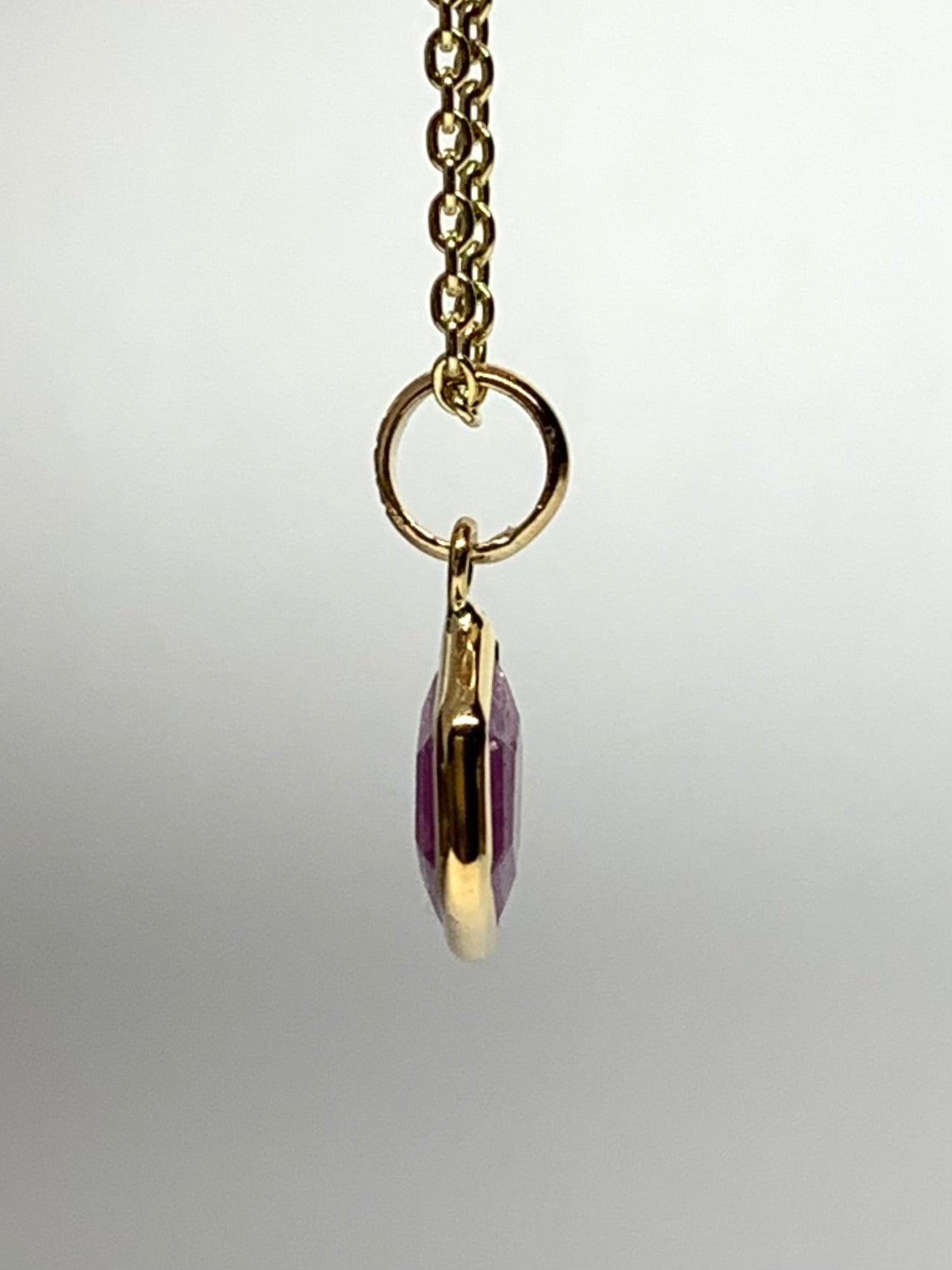 14k Solid Yellow Gold, Natural Pink Opaque Sapphire Hexagon Pendant, Tiny Size