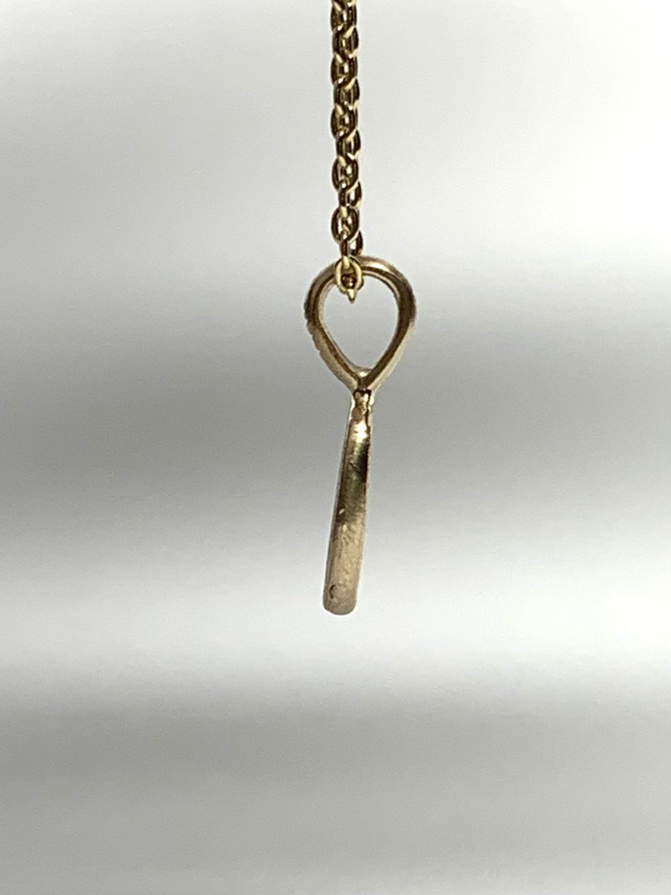 14k Solid Yellow Gold Nugget “Olive Branch”, Mini Pendant, Tiny Charm, Brushed Satin Finish
