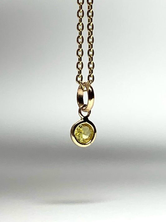 14k Solid Yellow Gold, Yellow Sapphire Tiny Charm, 0.15ct, Accent Pendant