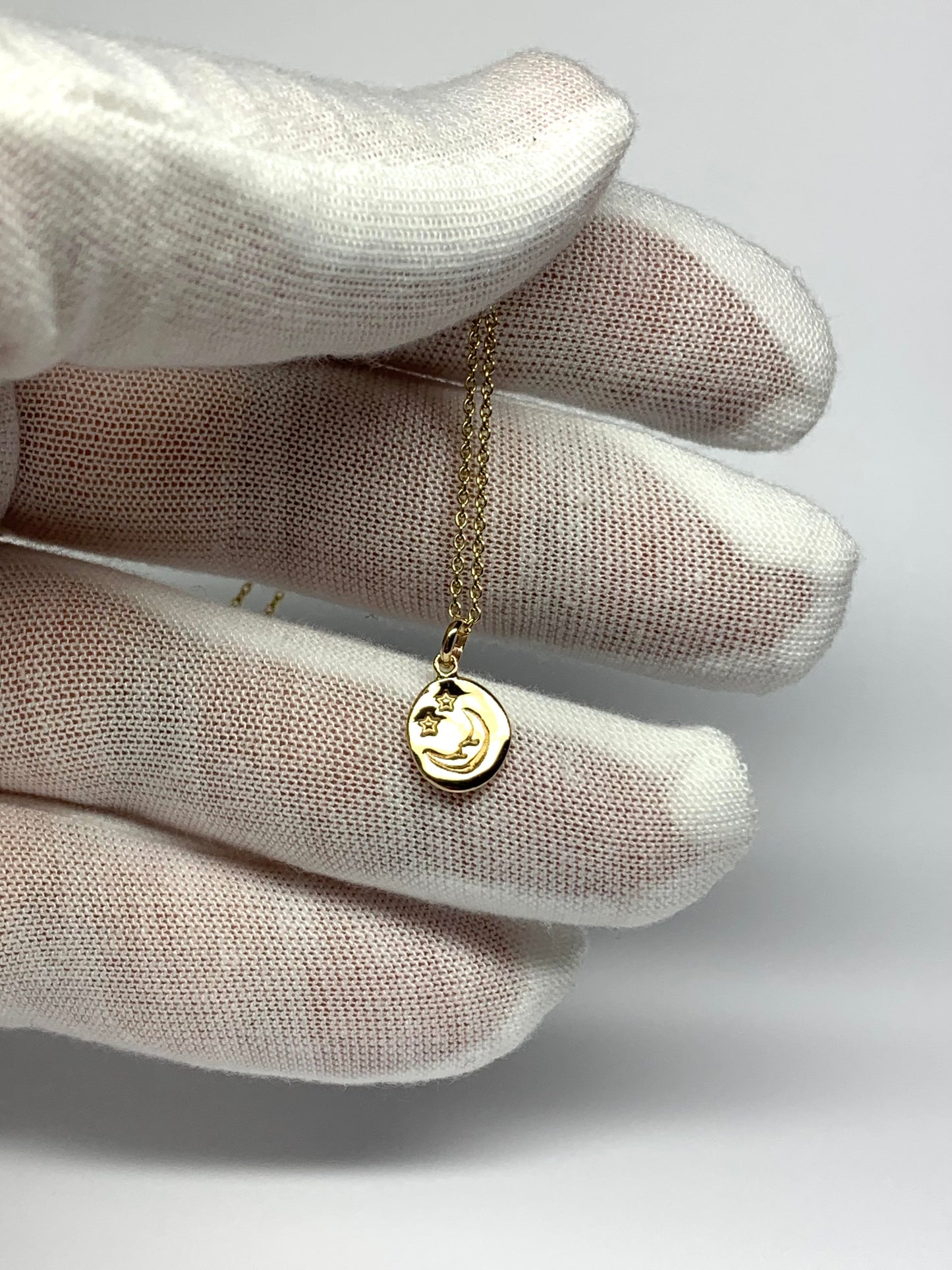 14K Solid Yellow Gold Nugget “Starry Night” Mini Pendant, Tiny Charm
