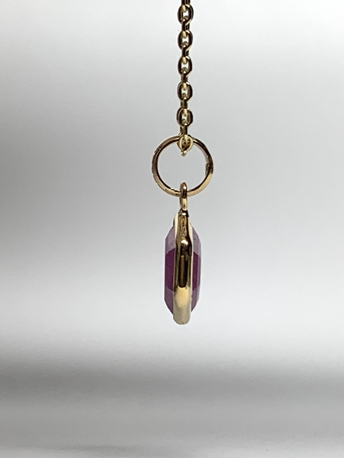 14k Solid Yellow Gold, Natural Pink Opaque Sapphire Hexagon Pendant, Tiny Size