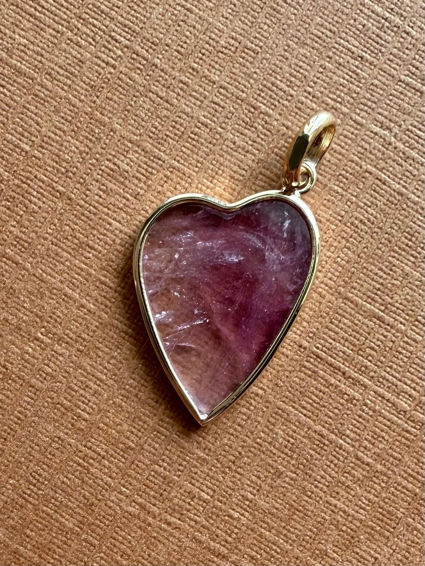 14k Solid Yellow Gold, Pink Tourmaline “Heart” Pendant, Mini Size