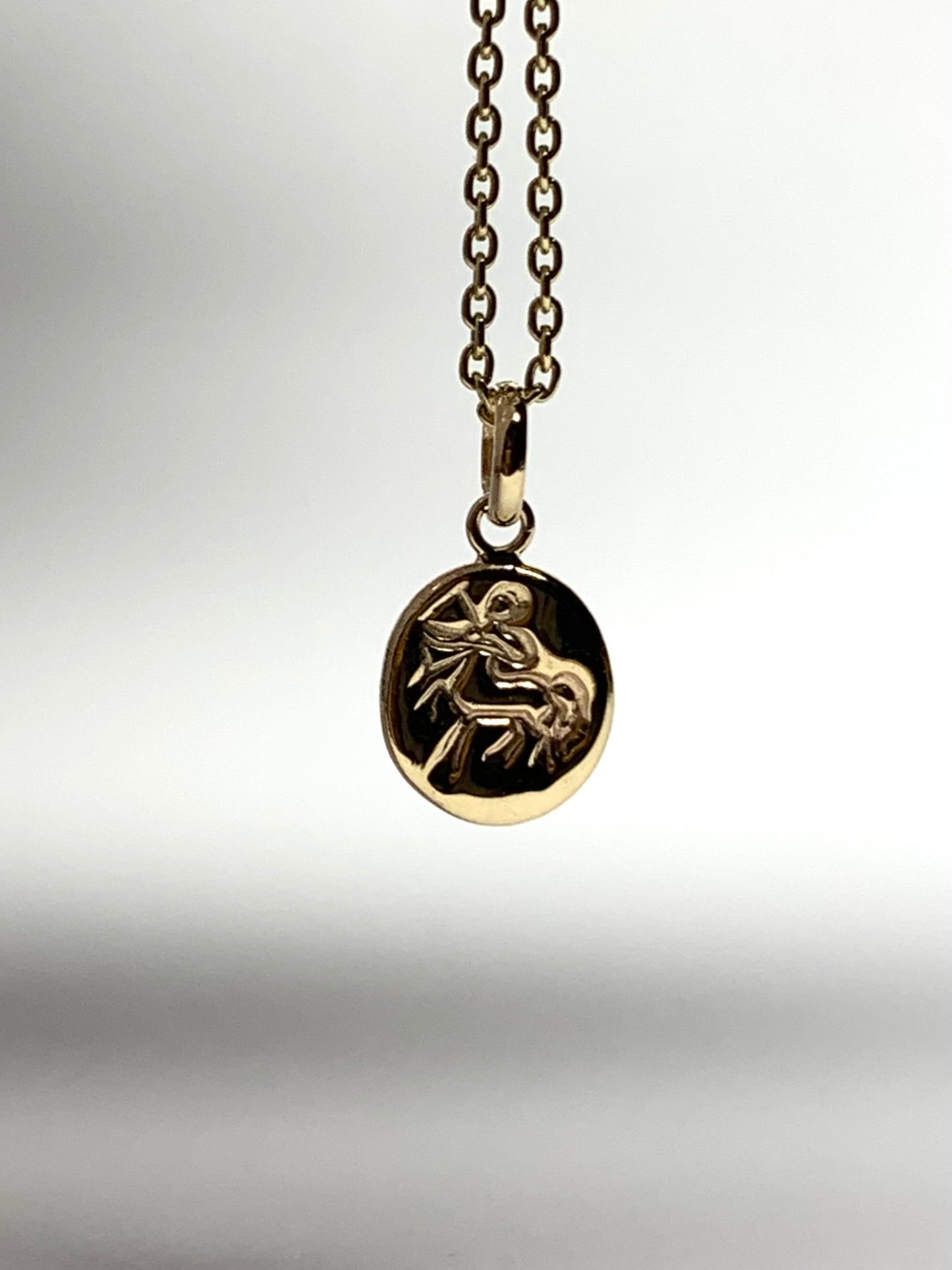 14k Solid Yellow Gold Nugget “Sagittarius” Mini Pendant, Charm