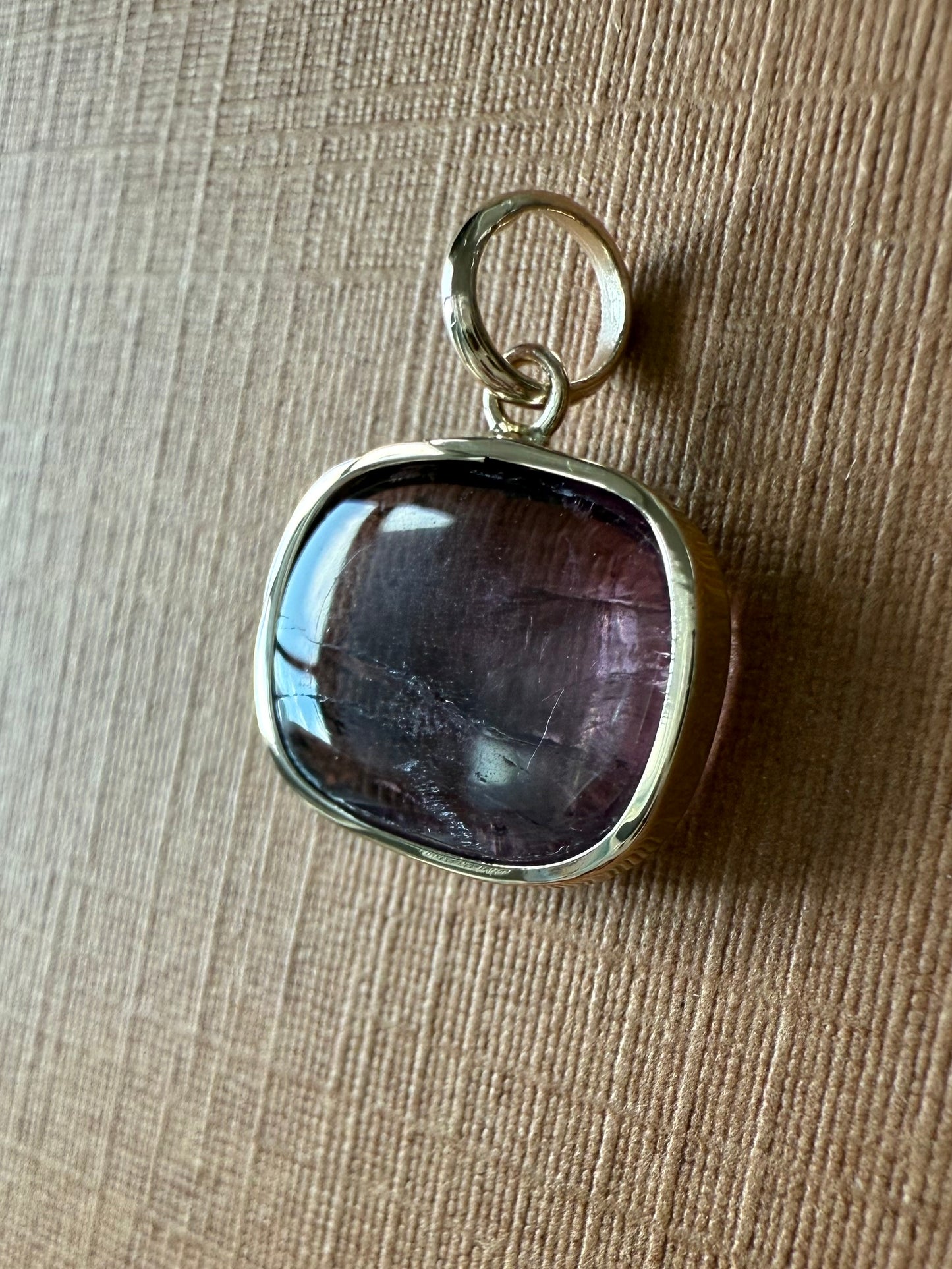 14k Solid Yellow Gold, Natural Pink Tourmaline Mini Pendant