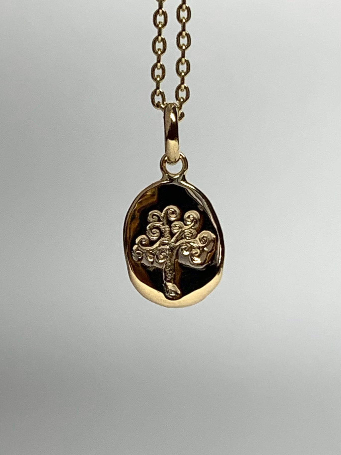 14K Solid Yellow Gold Nugget Mini Pendant, “Tree of Life”, Charm