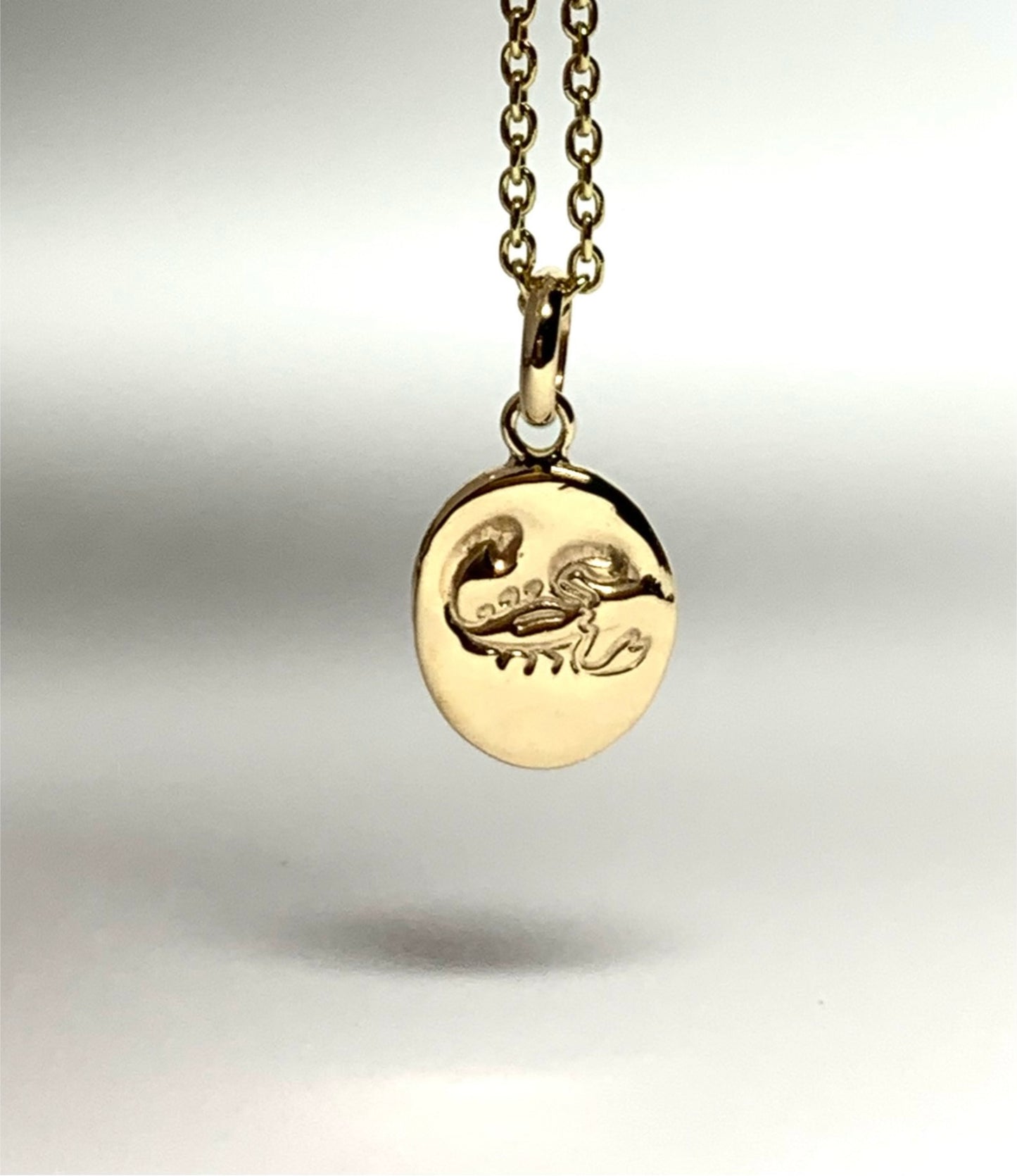 14k Solid Yellow Gold Nugget “Scorpio” Mini Pendant, Charm