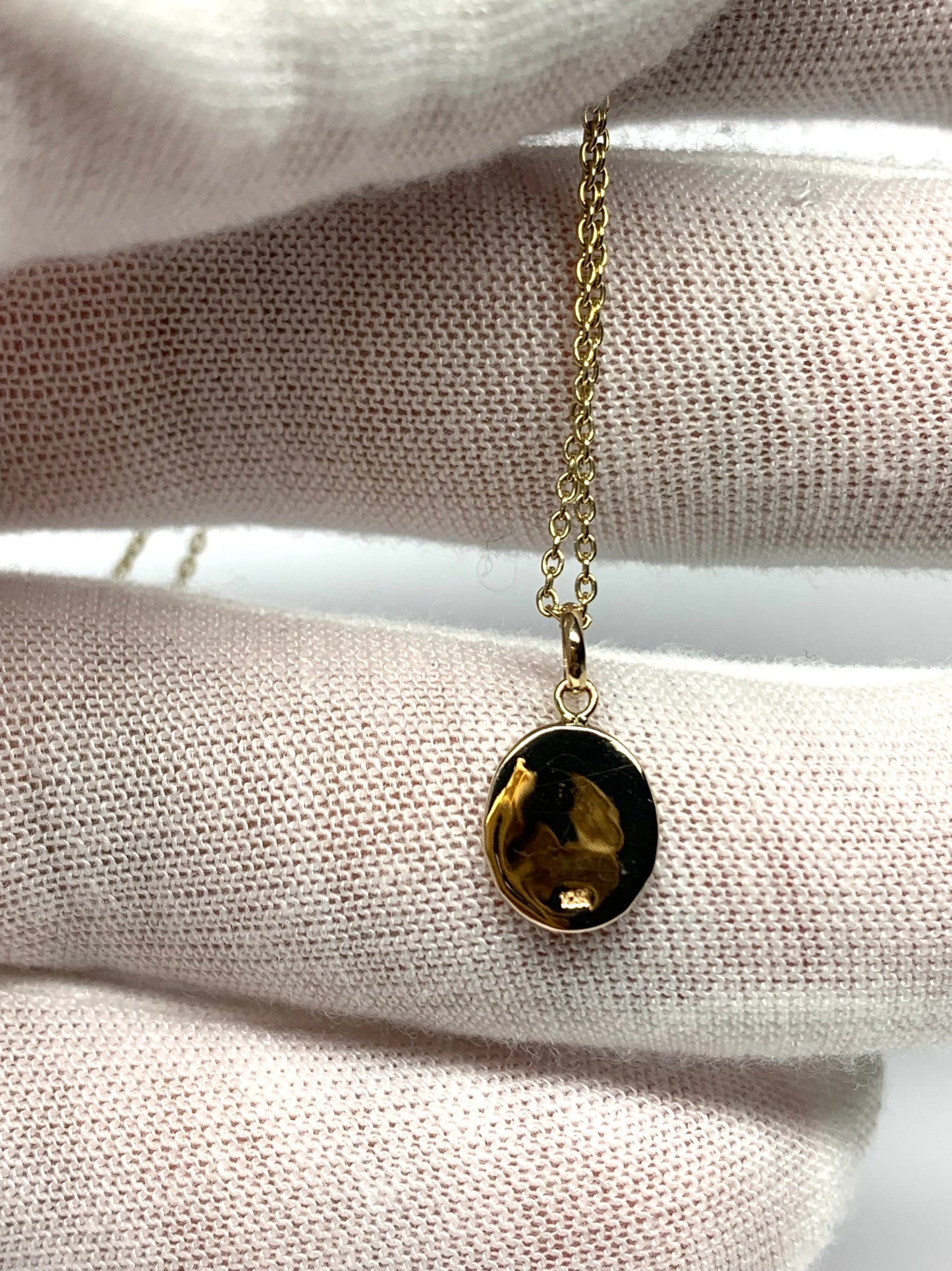 10k Solid Yellow Gold Nugget Mini Pendant “Cat”, Tiny Charm