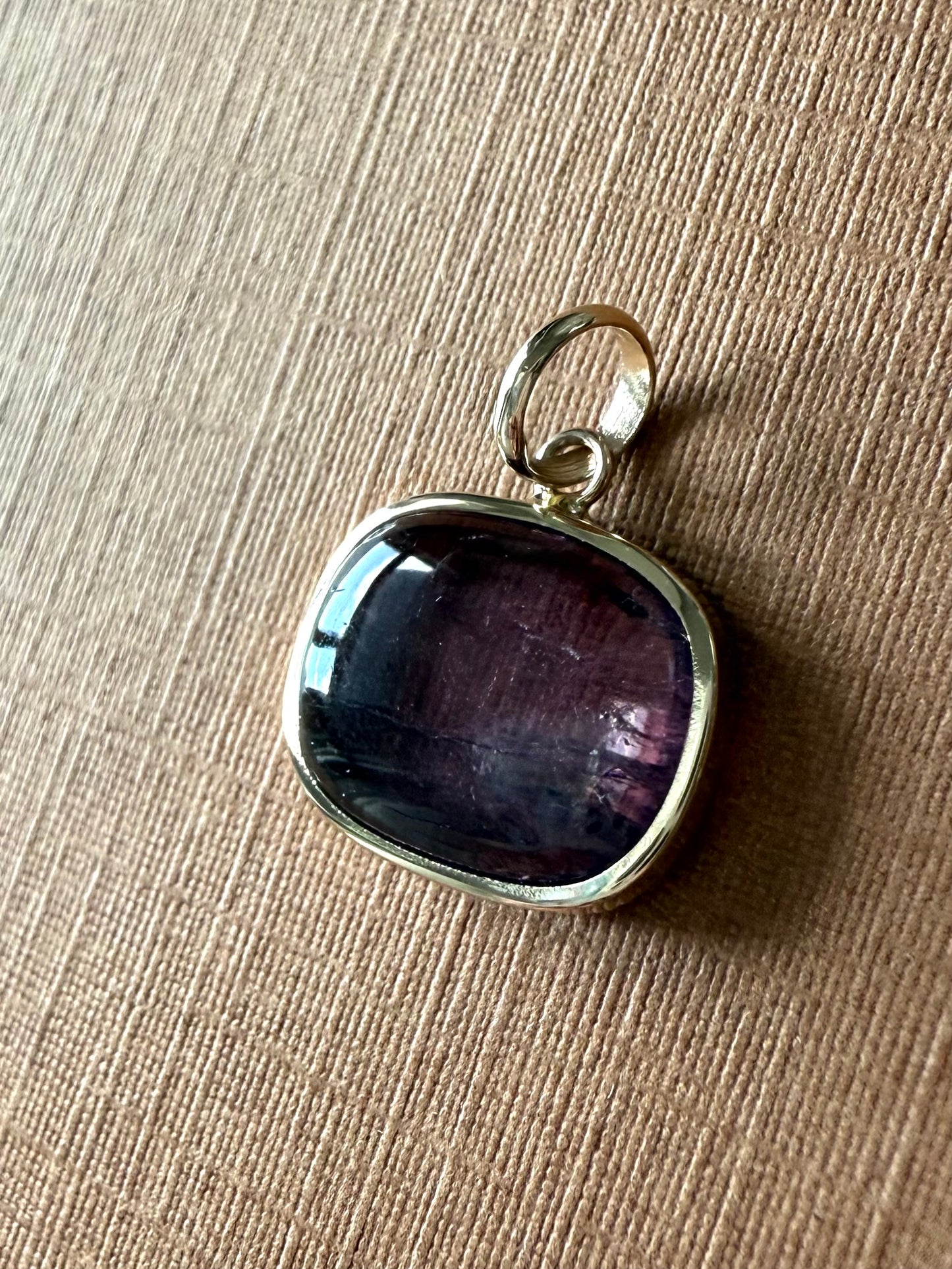 14k Solid Yellow Gold, Natural Pink Tourmaline Mini Pendant