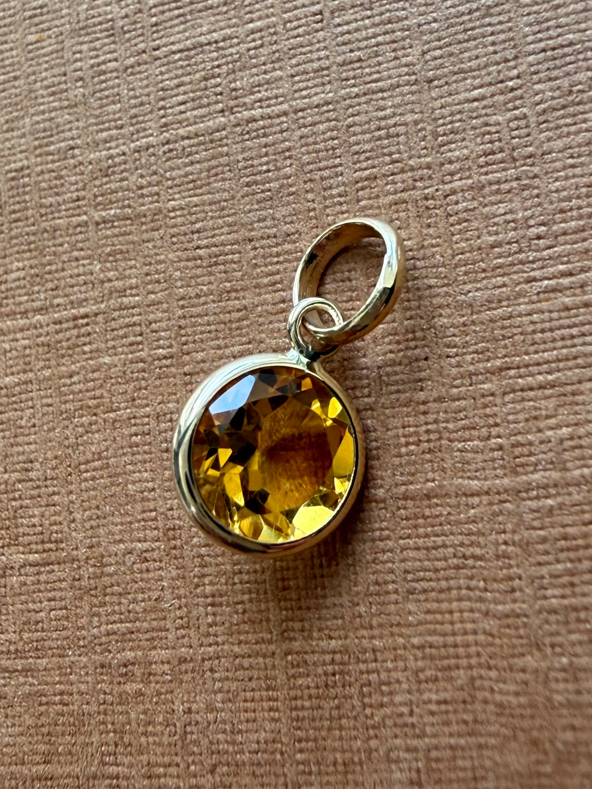 14k Solid Yellow Gold, Citrine Mini Pendant