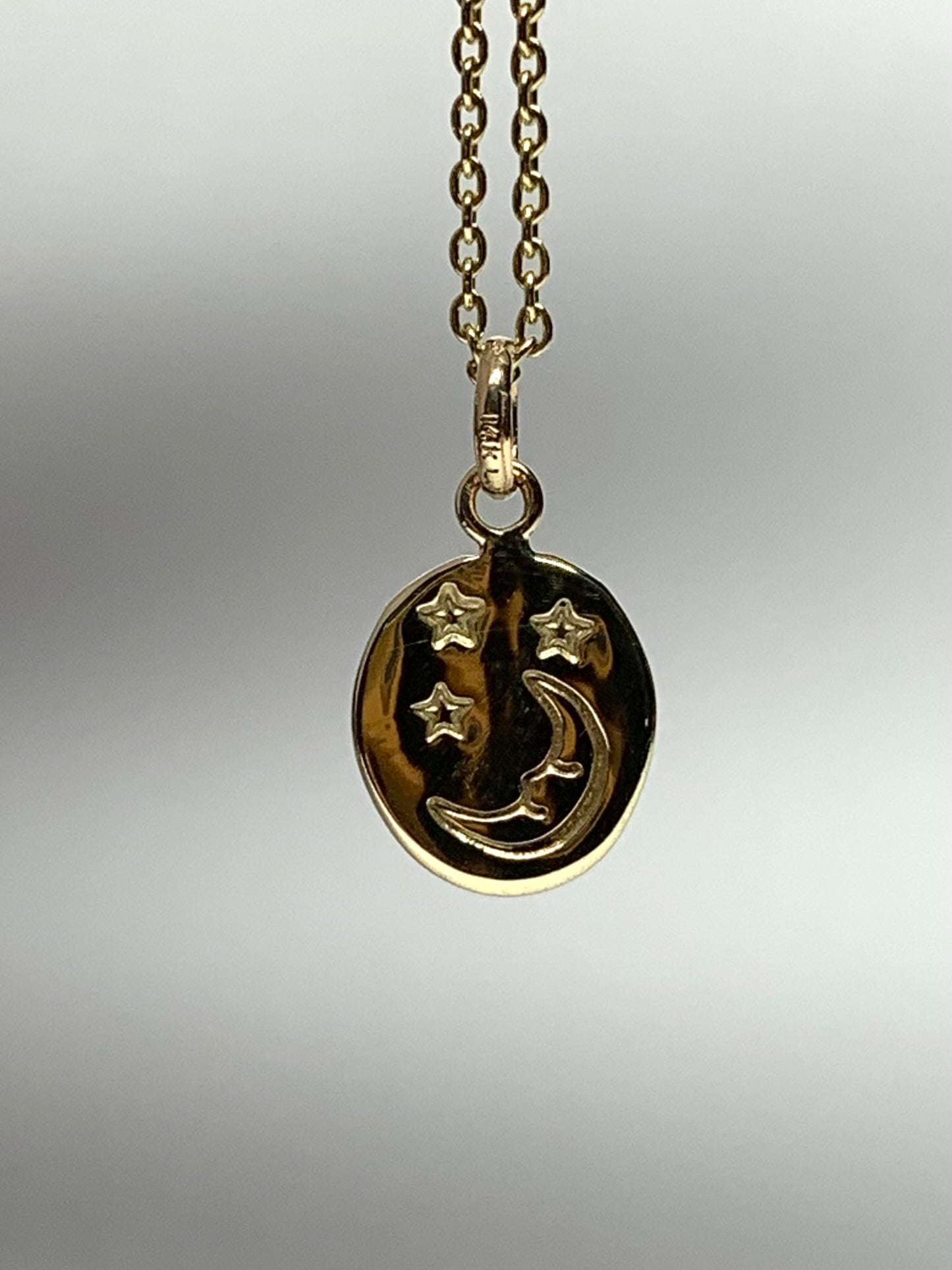 14K Solid Yellow Gold Nugget “Starry Night” Mini Pendant, Tiny Charm