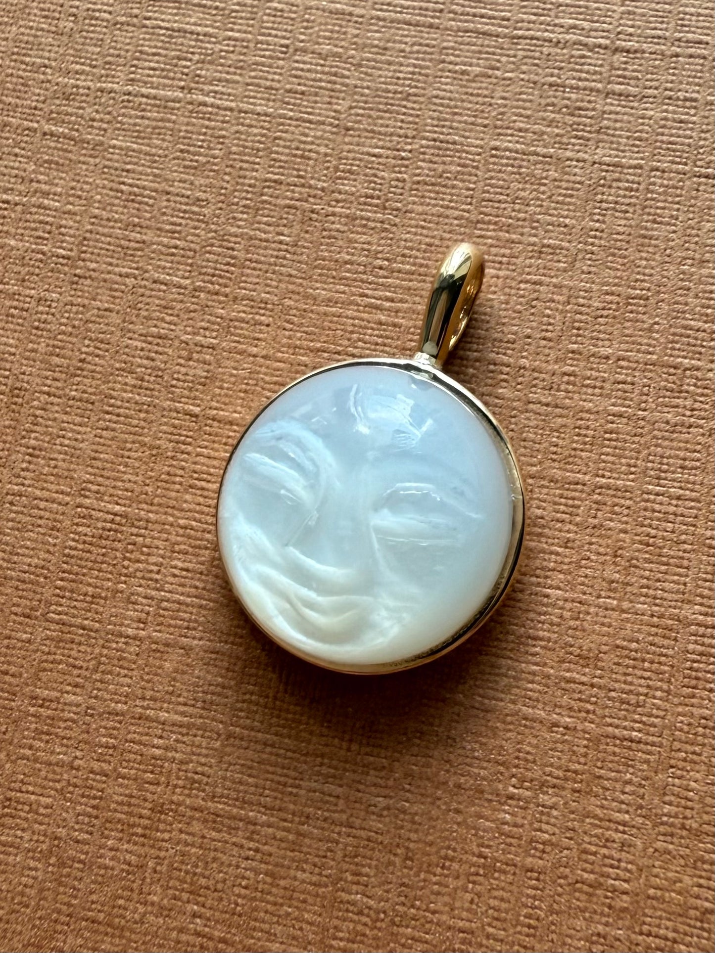 "The Moon" Pendant, 14K Solid Yellow Gold, White Moonstone, Small Size