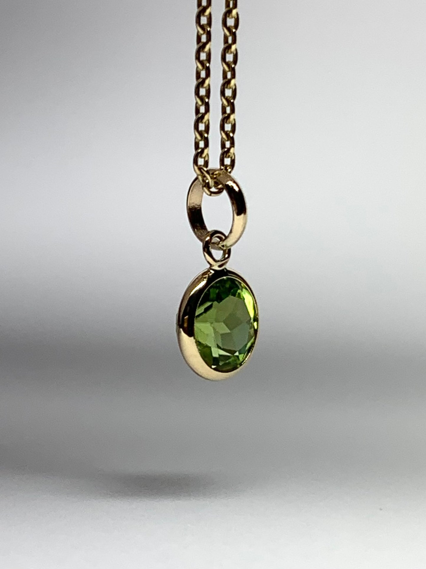 14k Solid Yellow Gold, Green Peridot Mini Pendant