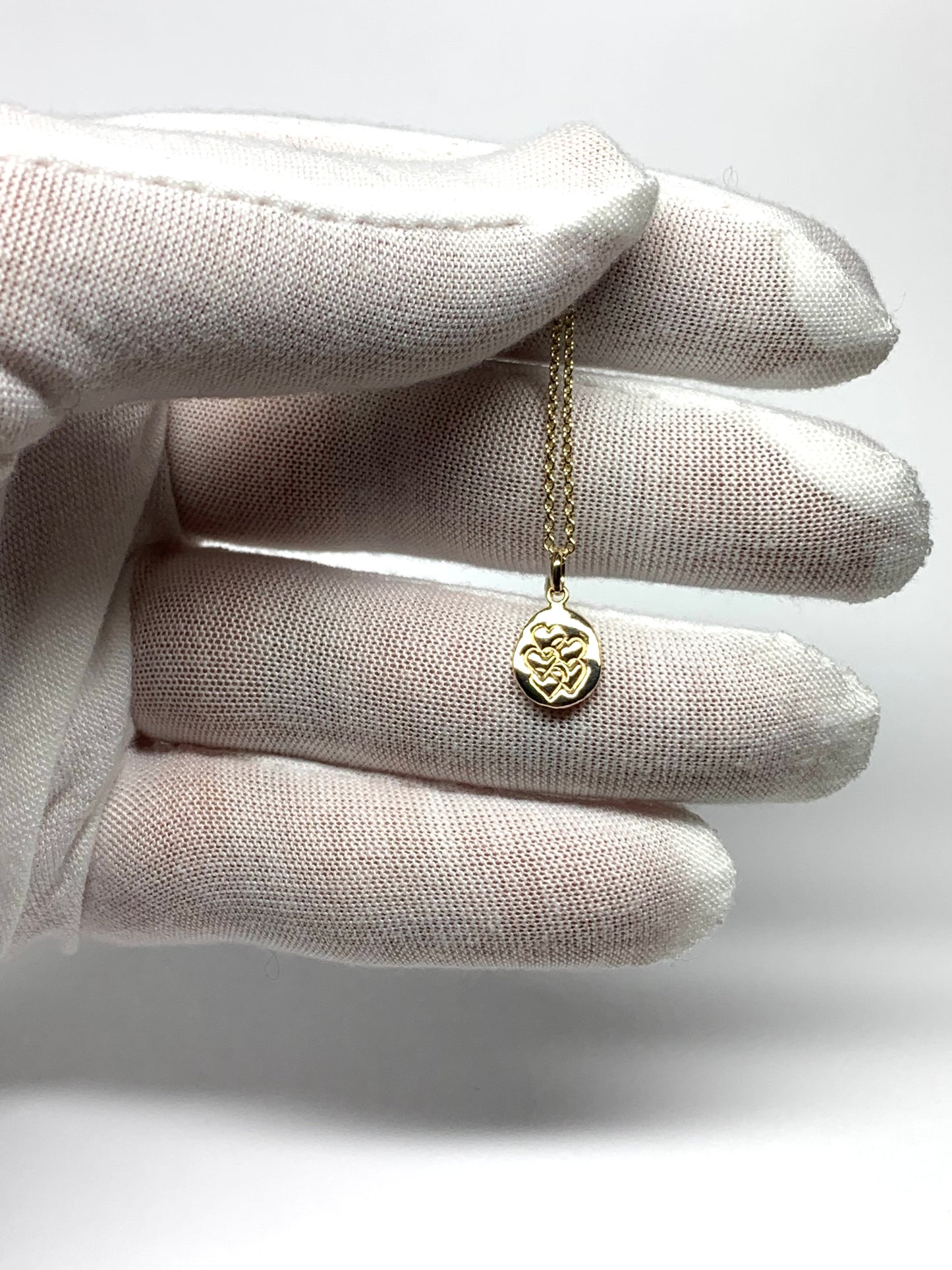 14K Solid Yellow Gold Nugget “Hearts” Mini Pendant, Tiny Charm