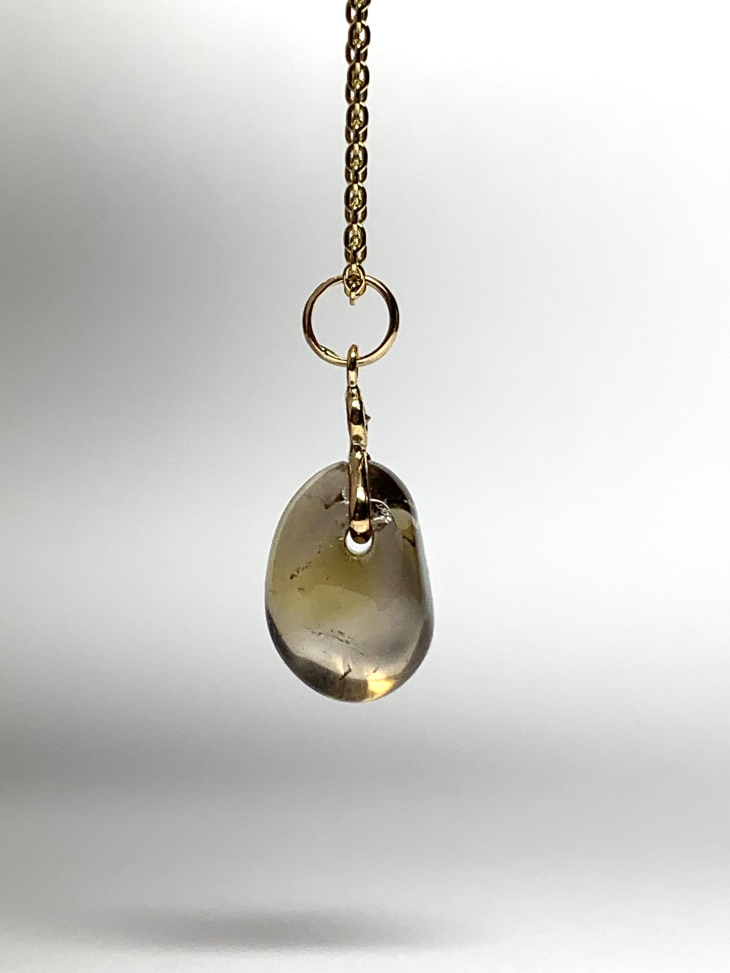 14k Solid Yellow Gold, Diamond, Lemon Quartz Tumbled Nugget Bead Pendant, Mini Size