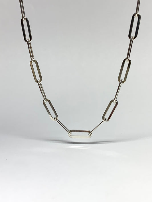 Necklace, Heavy Solid 925 Sterling Silver Paperclip Chain