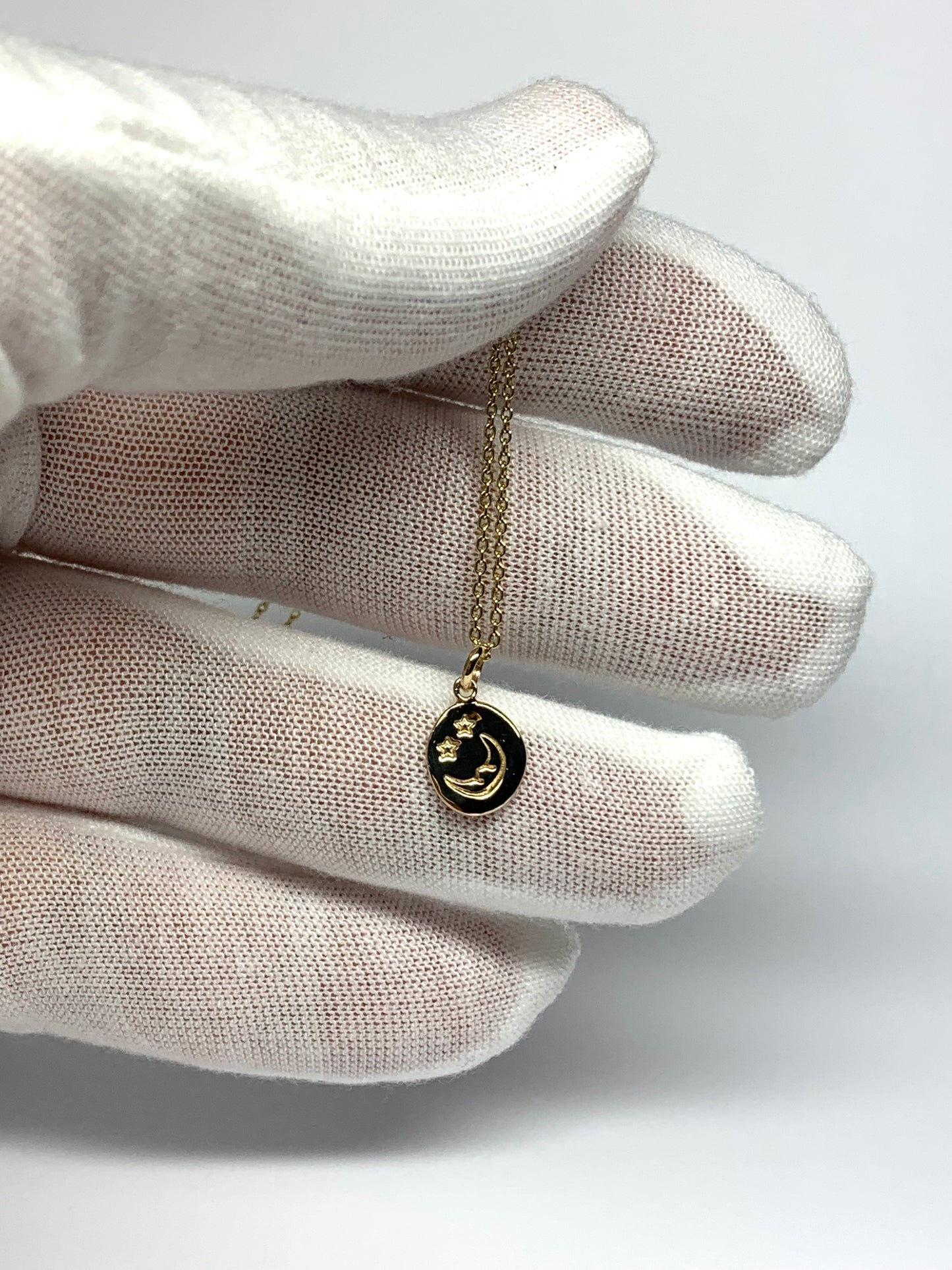 14K Solid Yellow Gold Nugget “Starry Night” Mini Pendant, Tiny Charm
