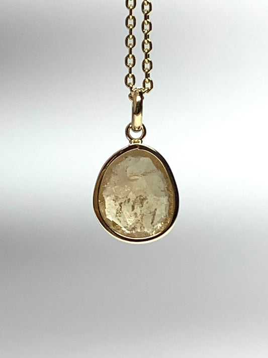 14k Solid Yellow Gold, Natural Yellow Tourmaline Mini Pendant