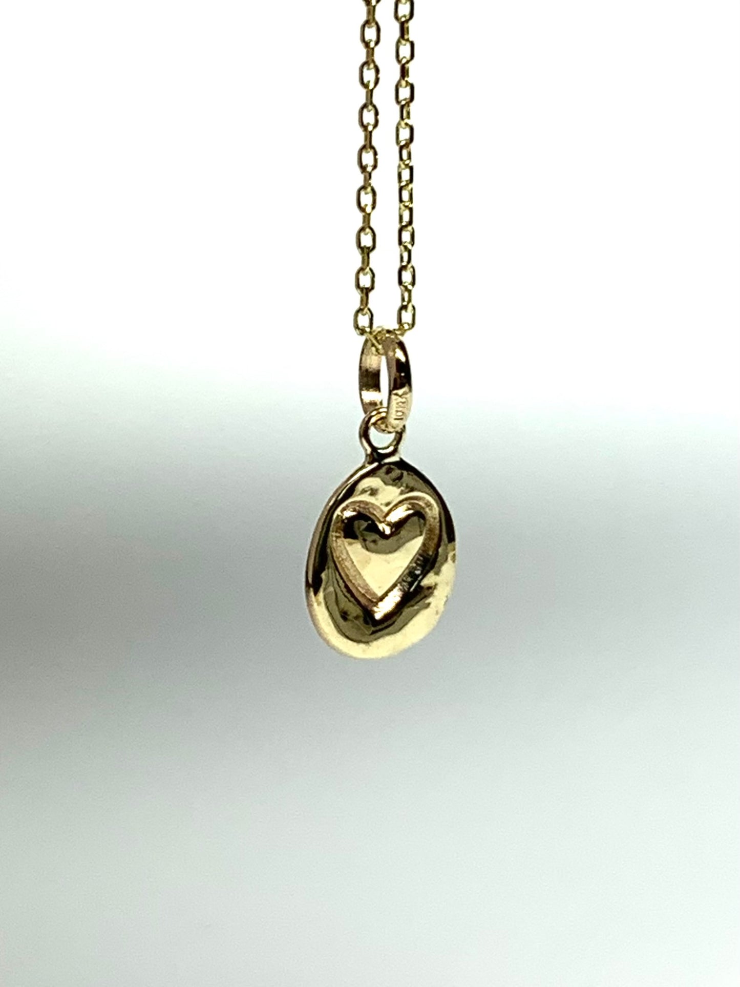 10k Solid Yellow Gold Nugget “Heart” Mini Pendant, Tiny Charm