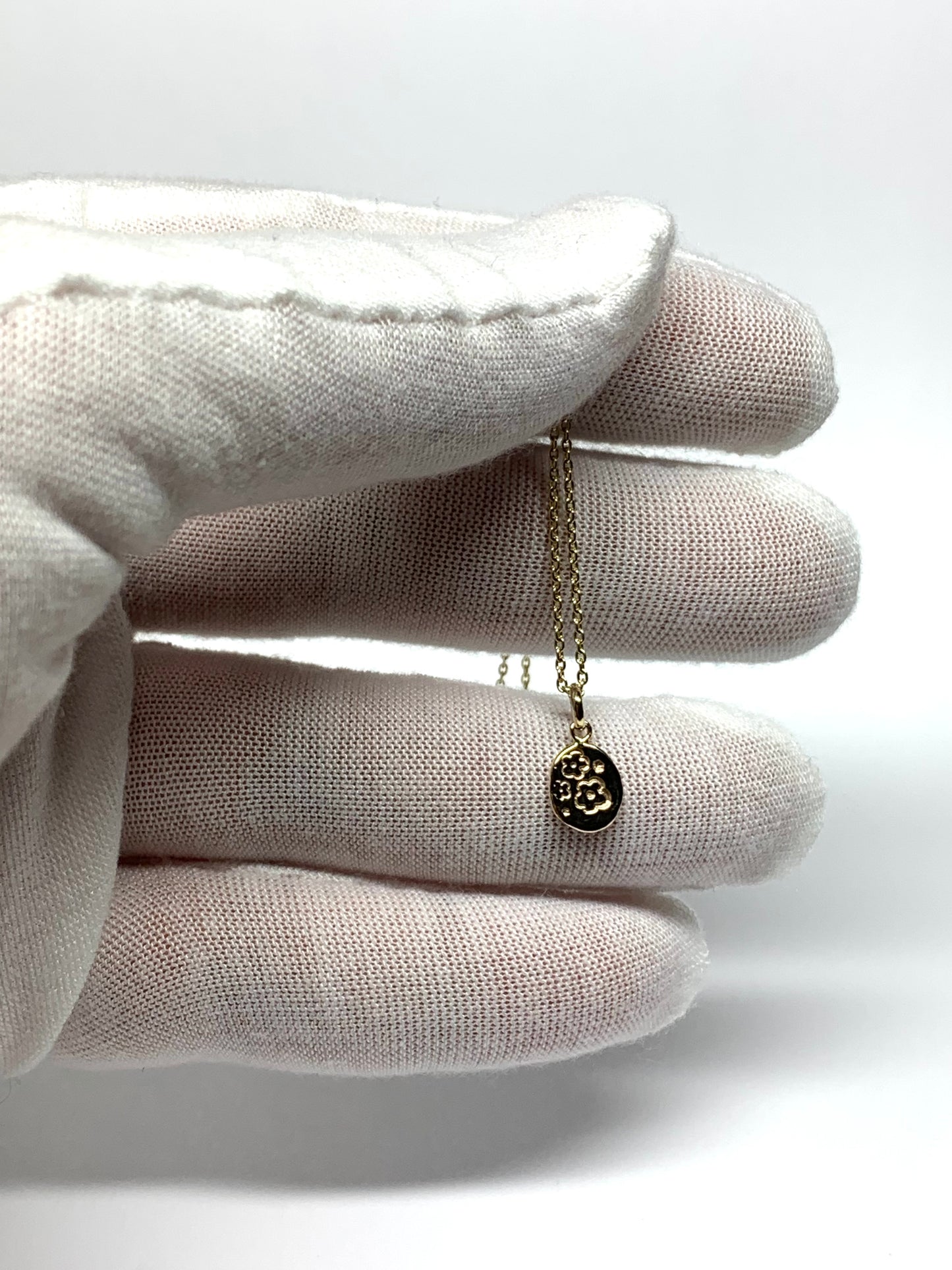 14K Solid Yellow Gold Nugget “Flowers” Mini Pendant, Tiny Charm