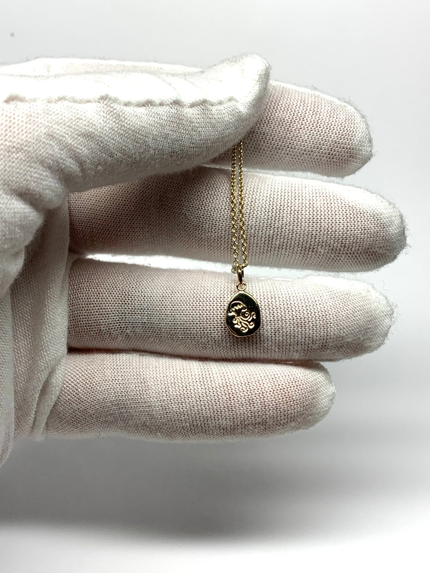 14k Solid Yellow Gold Nugget Mini Pendant “Aquarius”, Charm