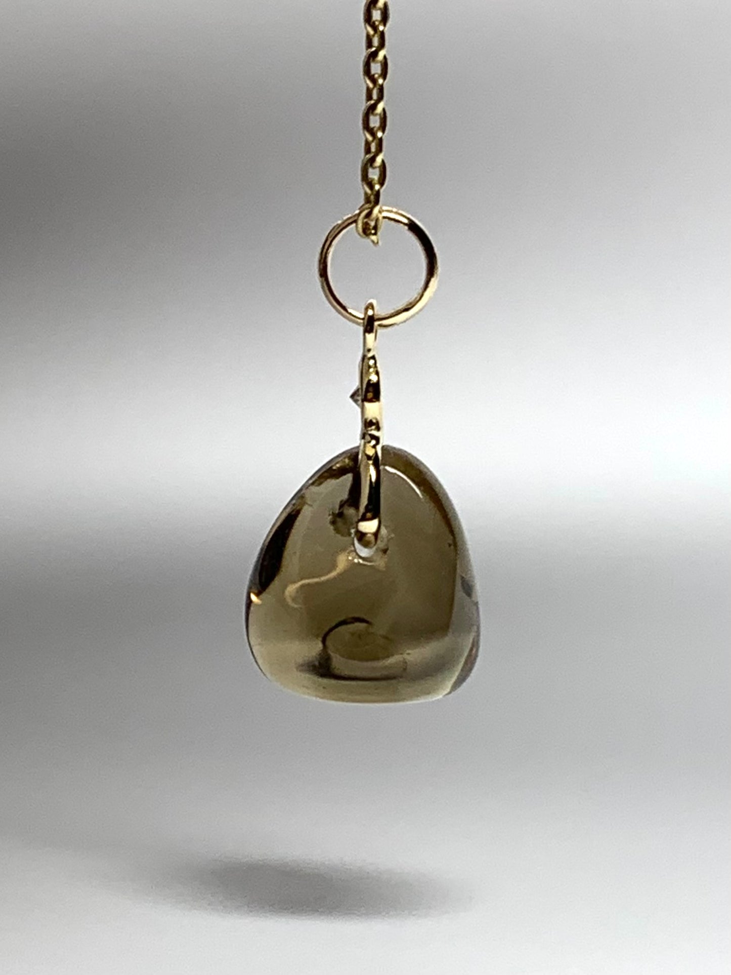 14k Solid Yellow Gold, Diamond, Lemon Quartz Tumbled Nugget Bead Pendant, Mini Size