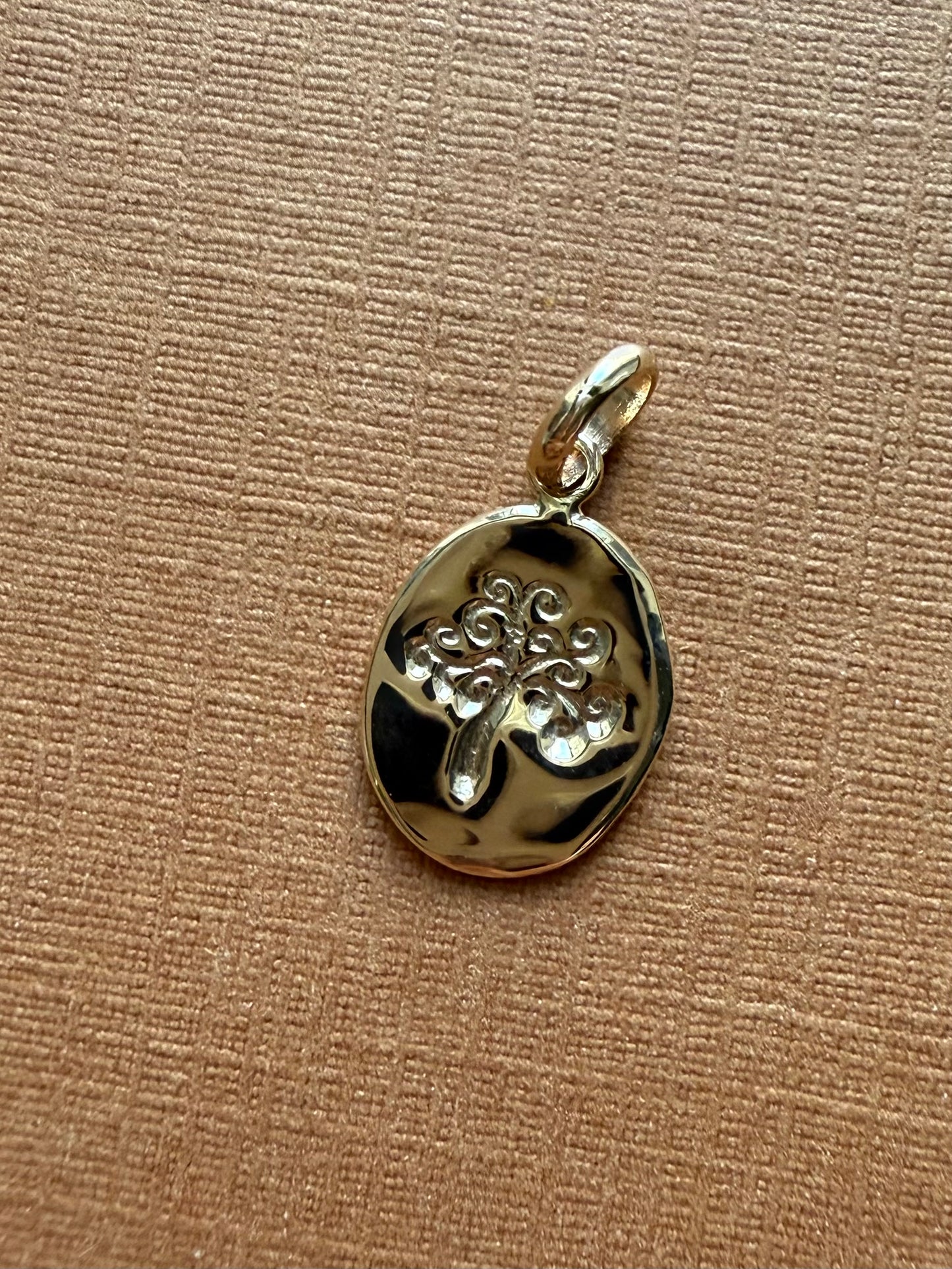 14K Solid Yellow Gold Nugget Mini Pendant, “Tree of Life”, Charm