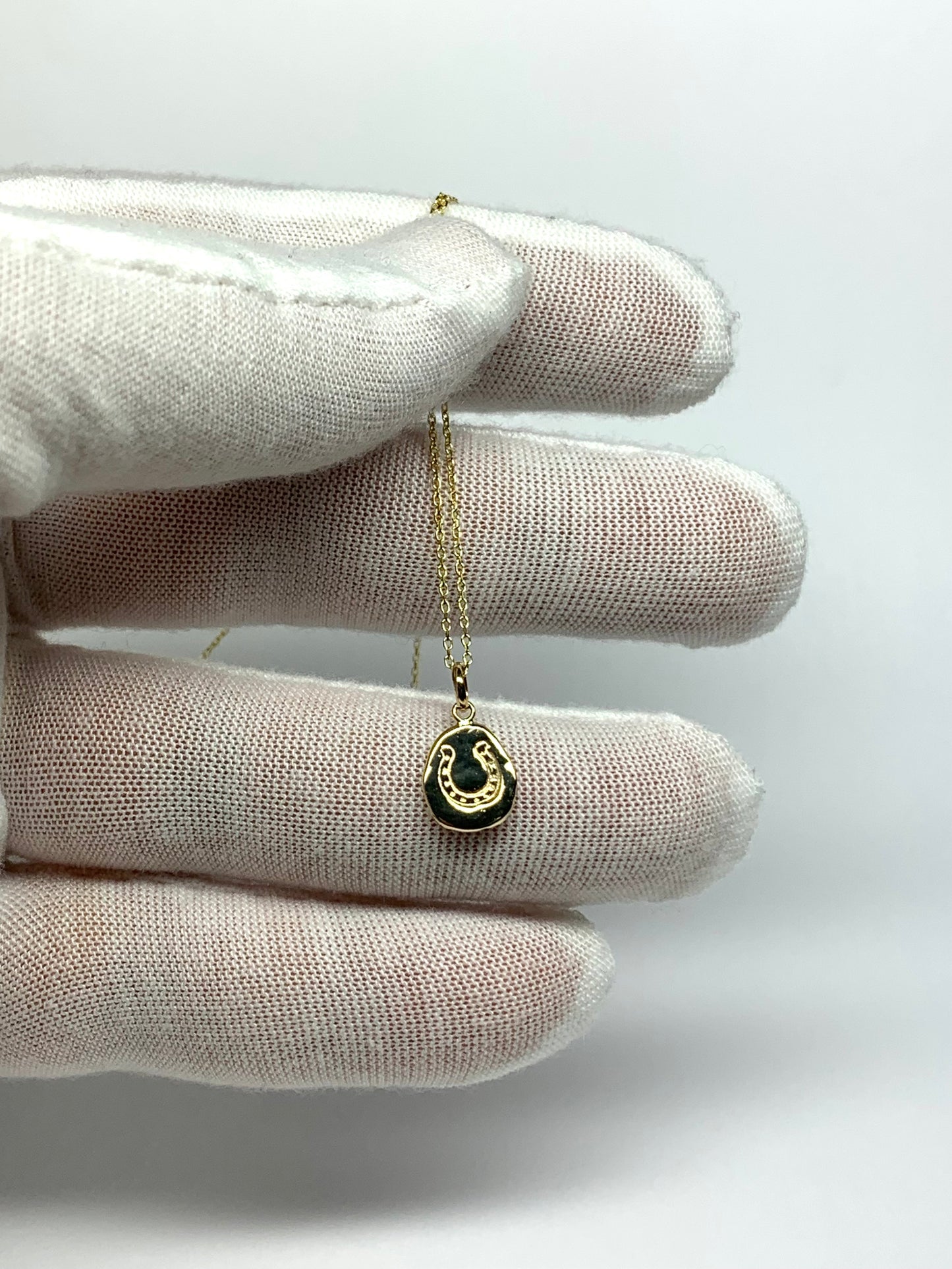 10k Solid Yellow Gold Nugget “Horseshoe” Mini Pendant, Tiny Charm