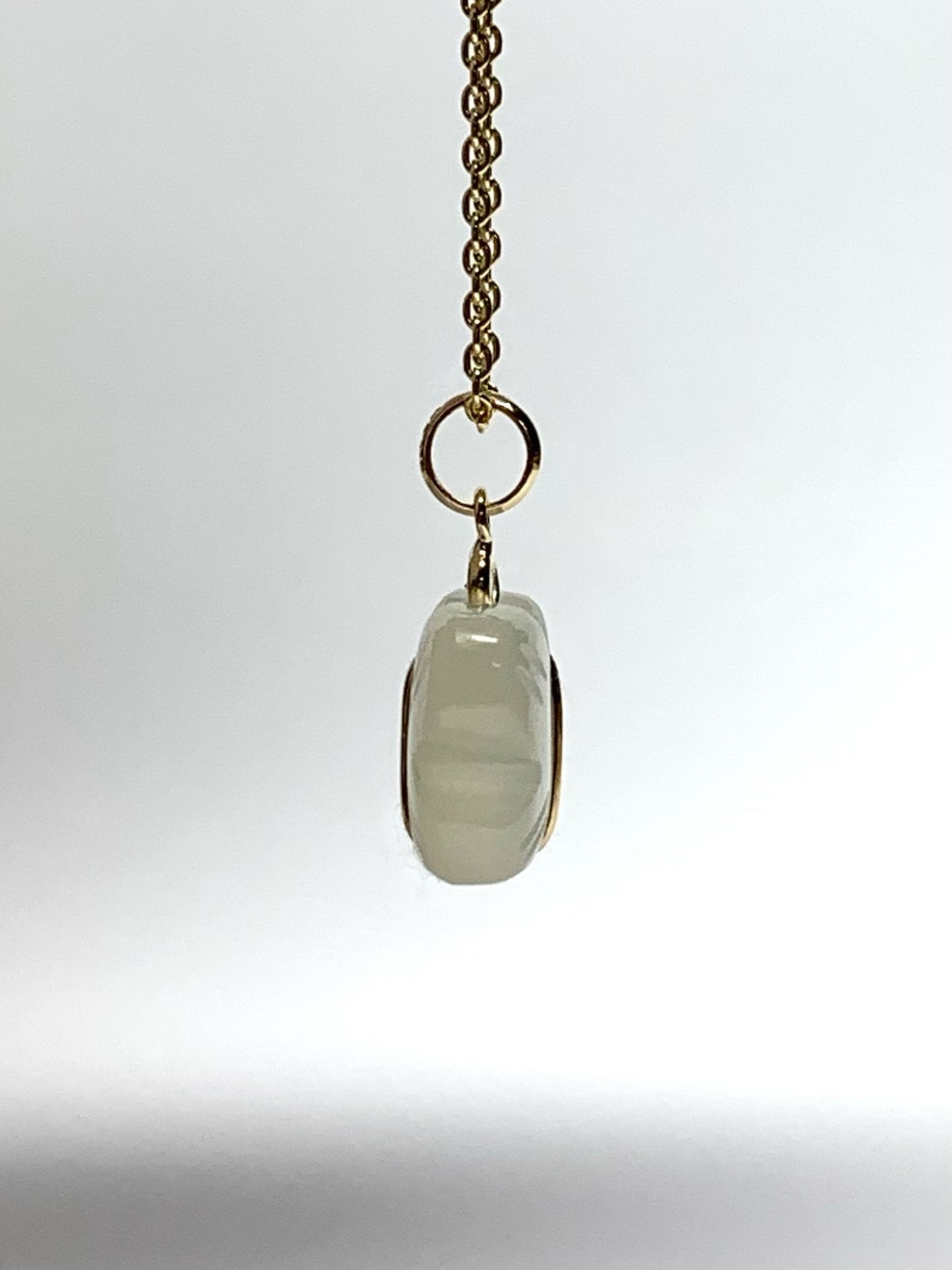 14k Solid Yellow Gold, Diamond, White Moonstone “Butterfly” Mini Pendant, Hand Carved