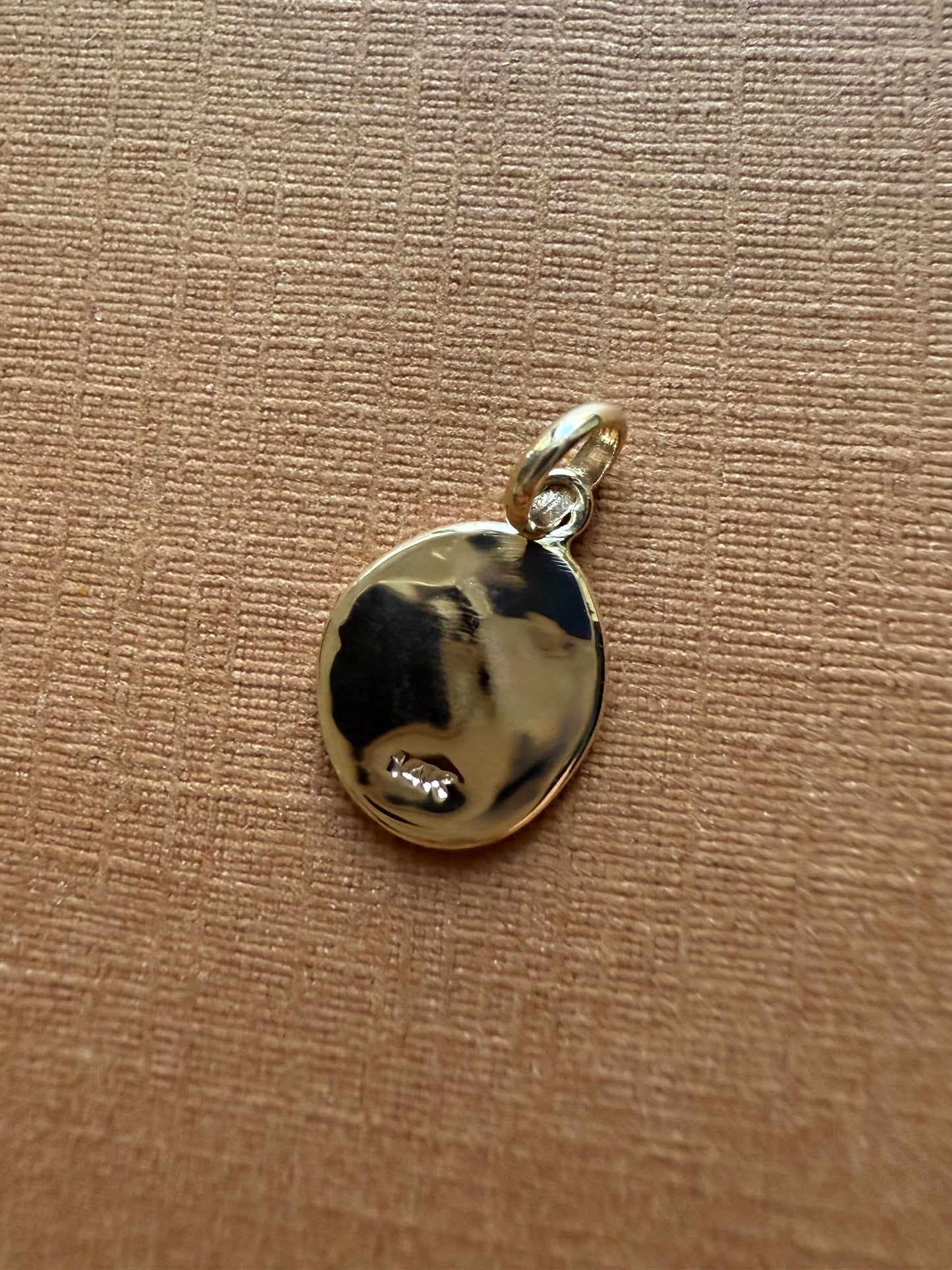 14K Solid Yellow Gold Nugget “Starry Night” Mini Pendant, Tiny Charm