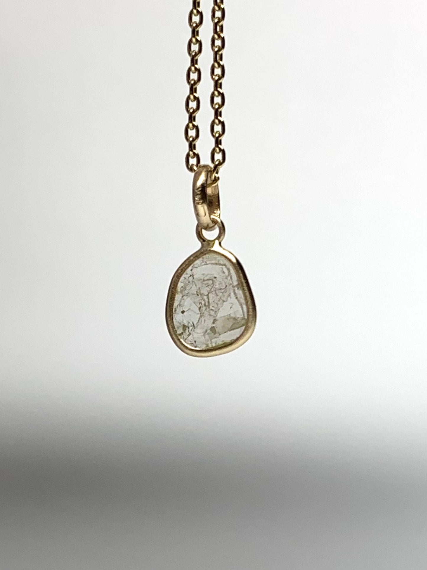 14k Solid Yellow Gold, Natural Diamond Slice Mini Pendant