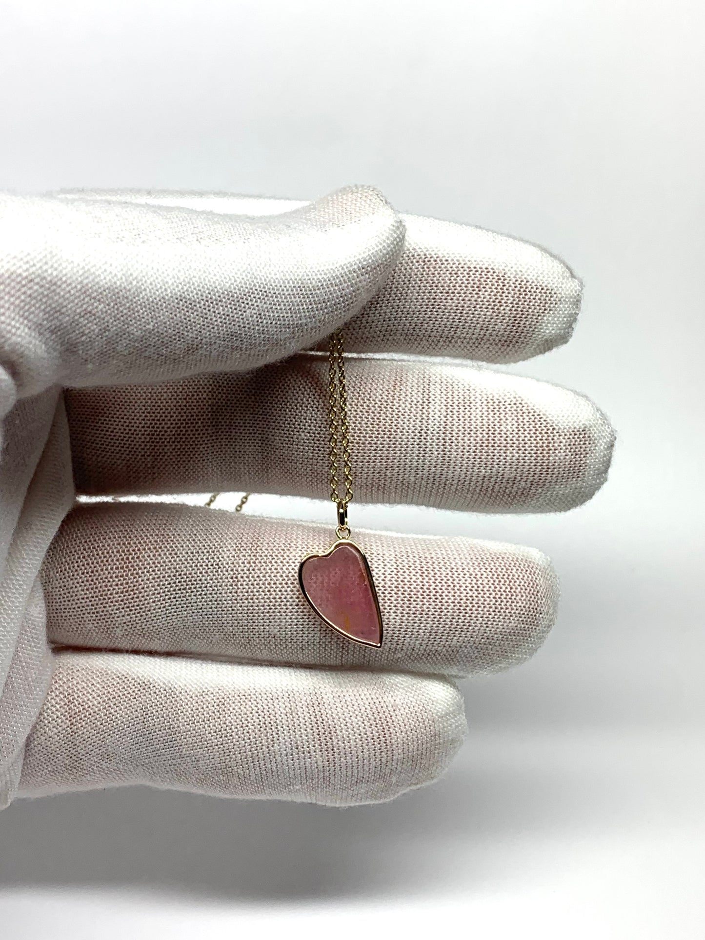 14k Solid Yellow Gold, Pink Tourmaline “Heart” Pendant, Mini Size