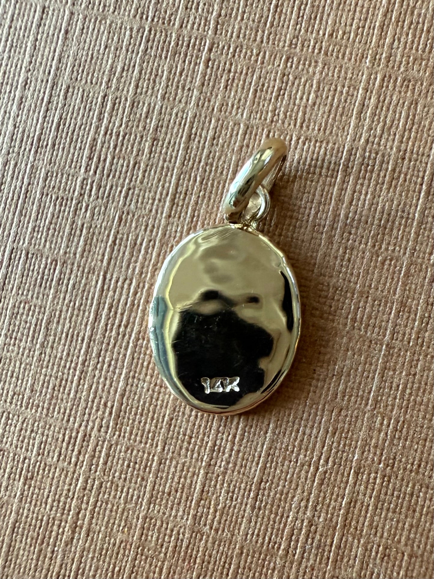 14k Solid Yellow Gold Nugget Mini Pendant “Cat”, Small Charm