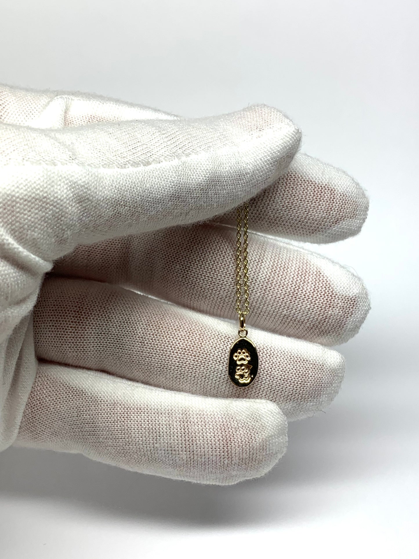 14K Solid Yellow Gold Nugget “Paws” Mini Pendant, Tiny Charm