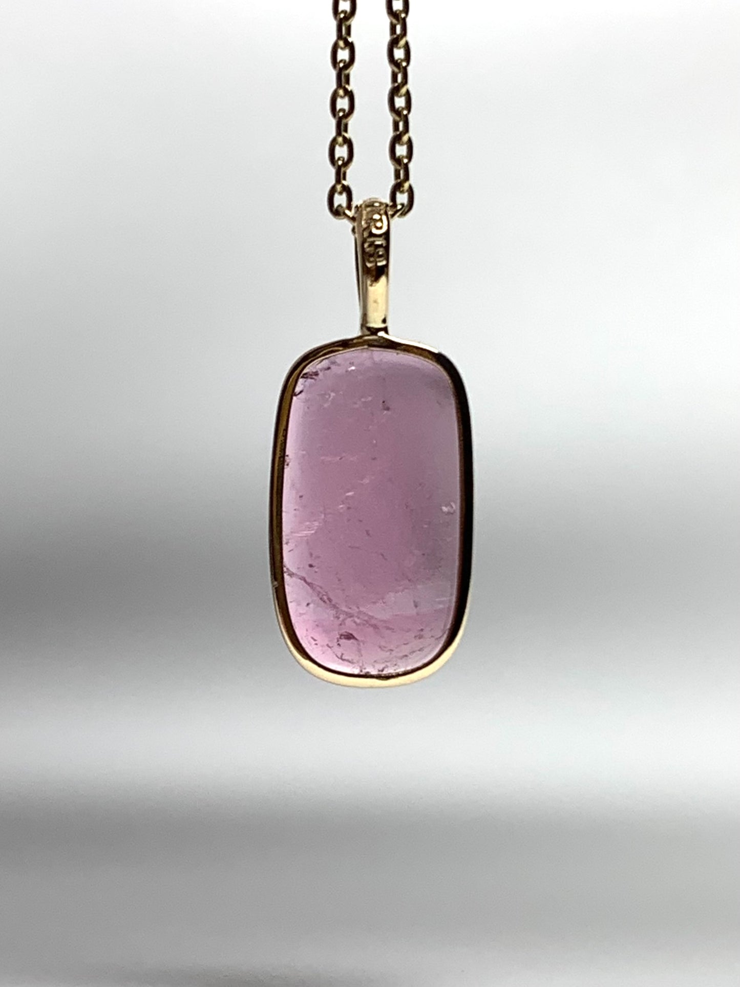 14k Solid Yellow Gold, Natural Pink Tourmaline Pendant