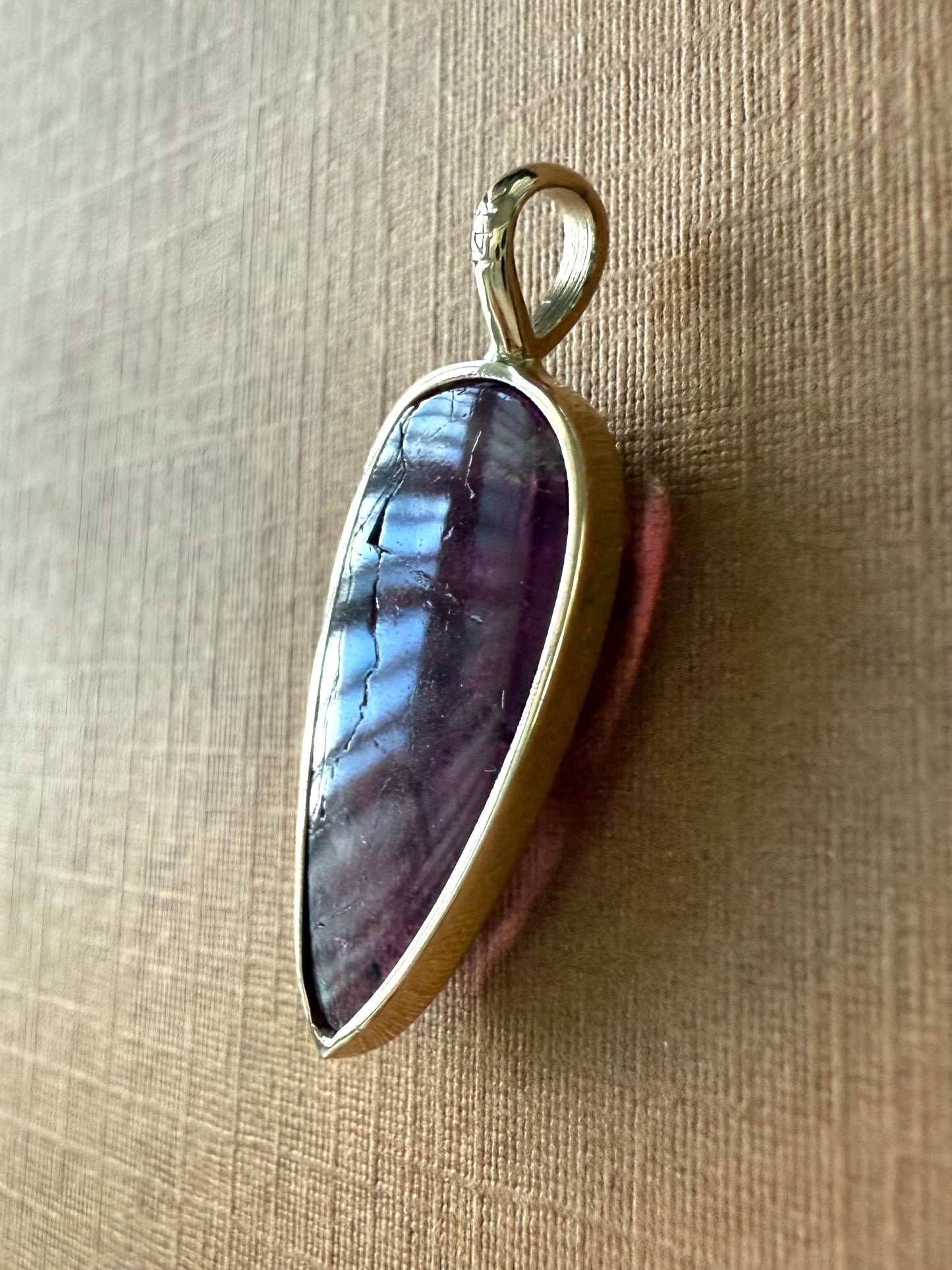 14k Solid Yellow Gold, Natural Pink Tourmaline “Arrowhead” Pendant