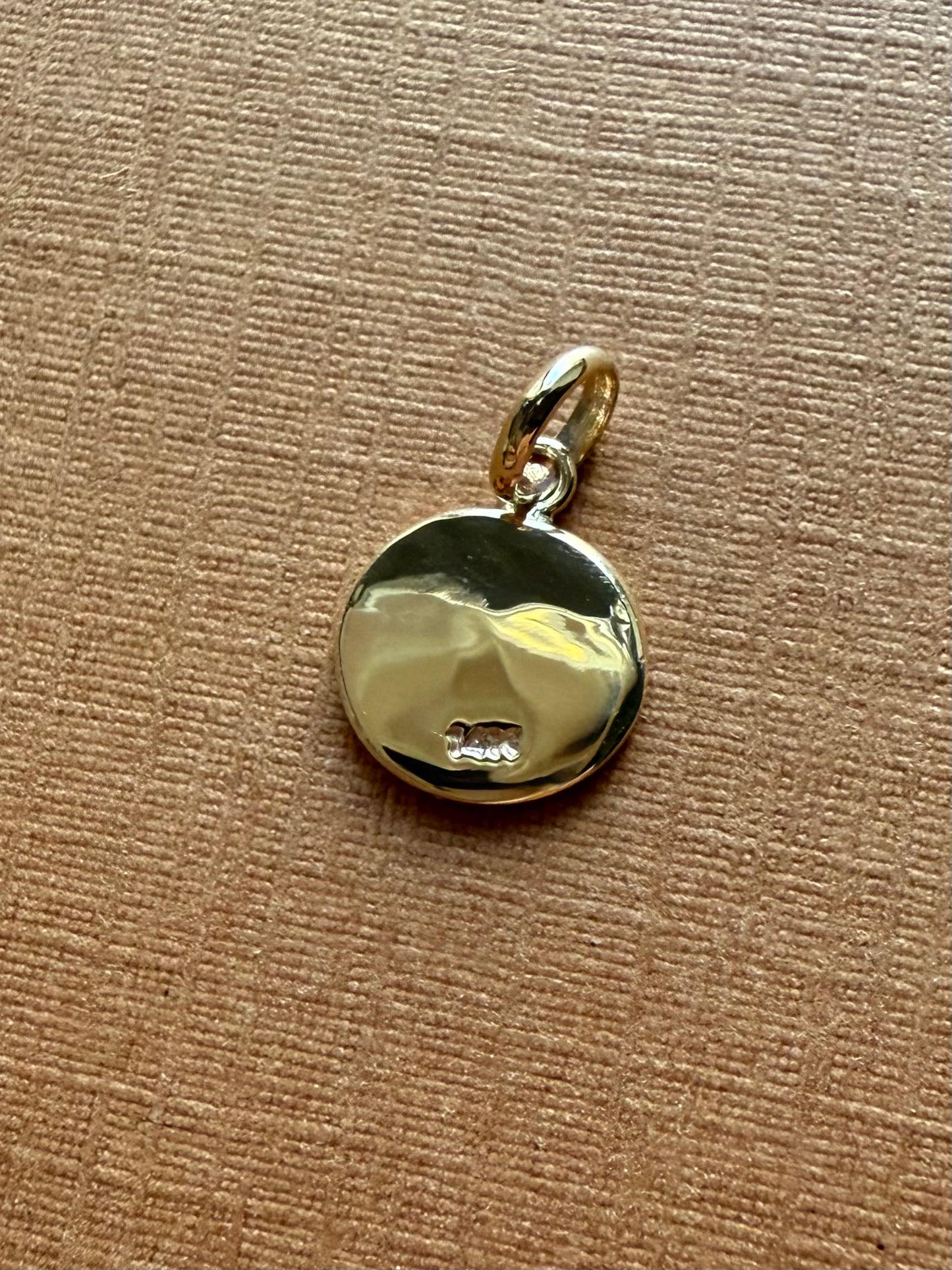 14K Solid Yellow Gold Nugget “Sun and Moon” Mini Pendant, Tiny Charm