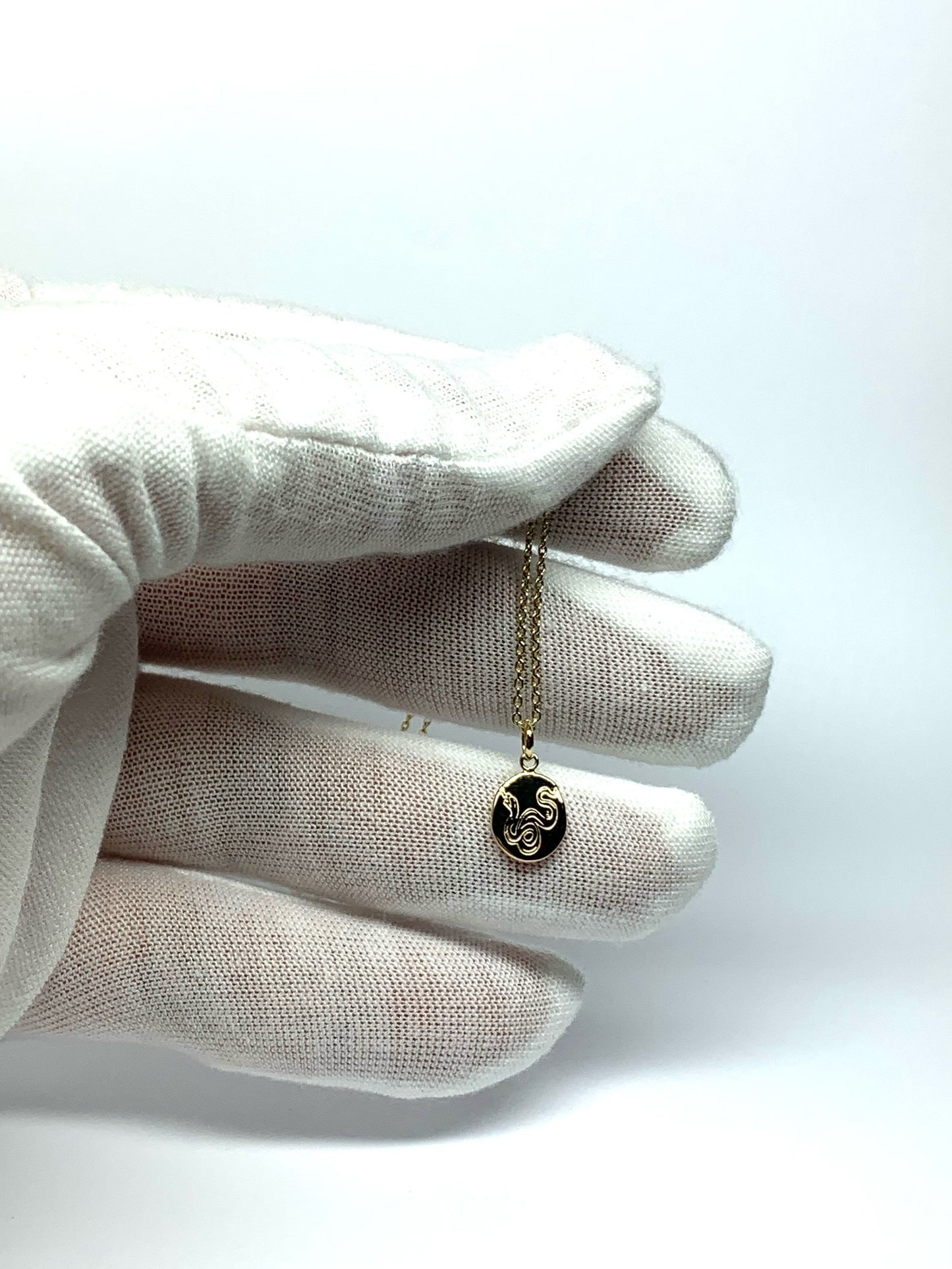 14k Solid Yellow Gold Nugget Mini Pendant “Snake”, Tiny Charm