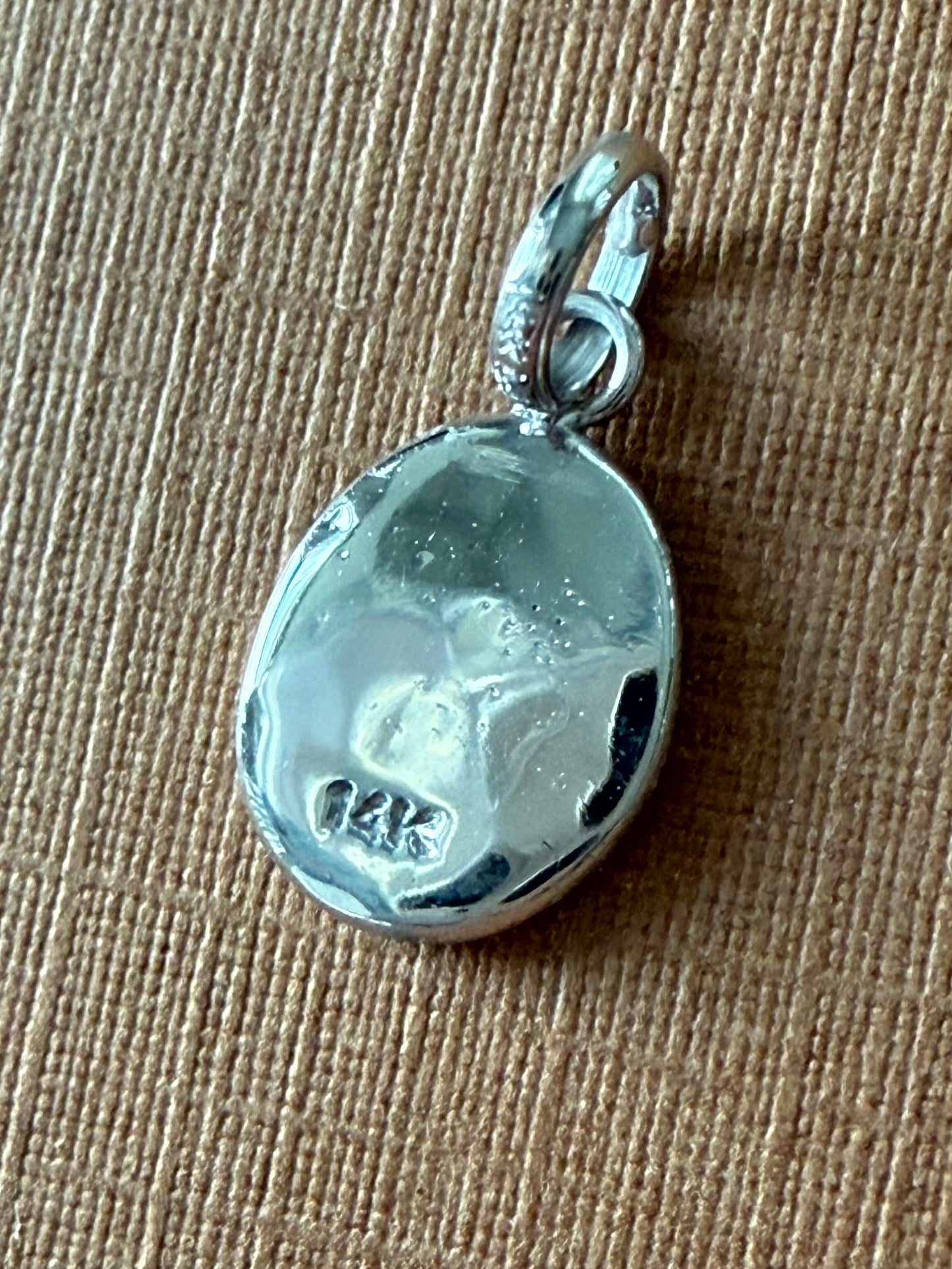 14K Solid White Gold Nugget “Paw” Mini Pendant, Charm