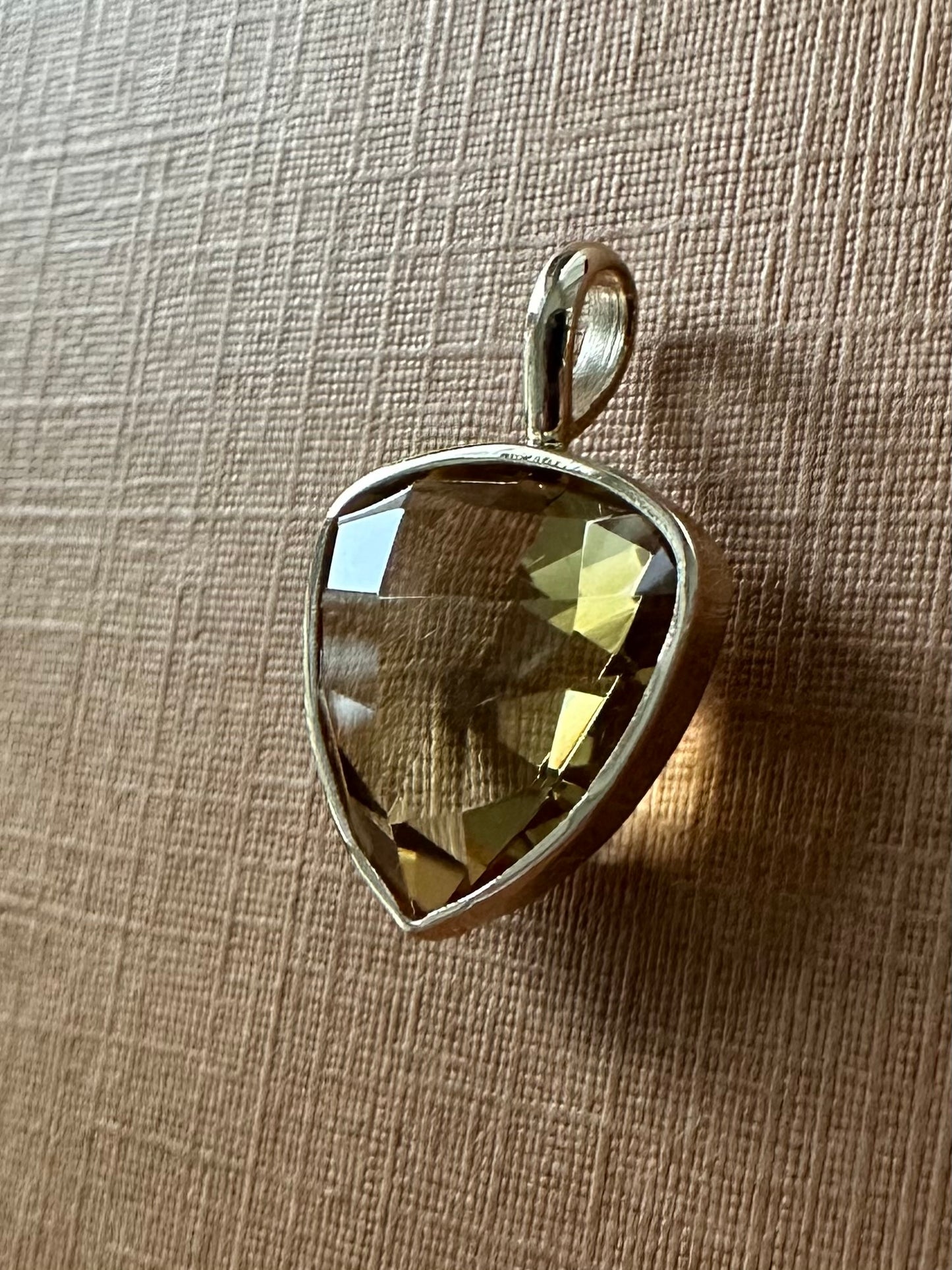 14k Solid Yellow Gold, Citrine Trillium   Pendant, Small Size