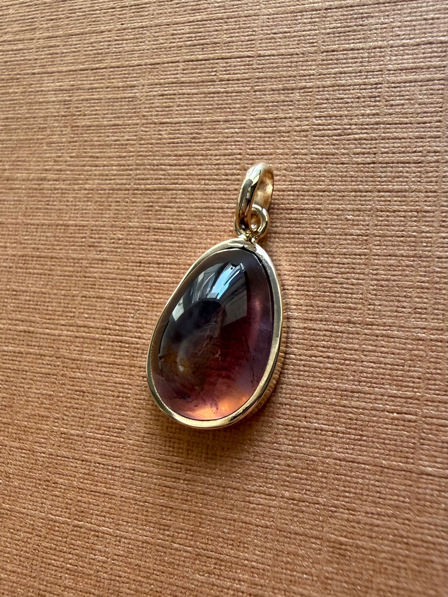 14k Solid Yellow Gold, Natural Pink Tourmaline Pendant