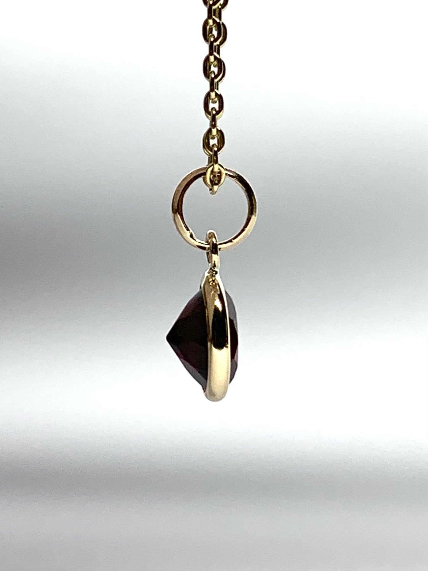 14k Solid Yellow Gold, Red Garnet Mini Pendant