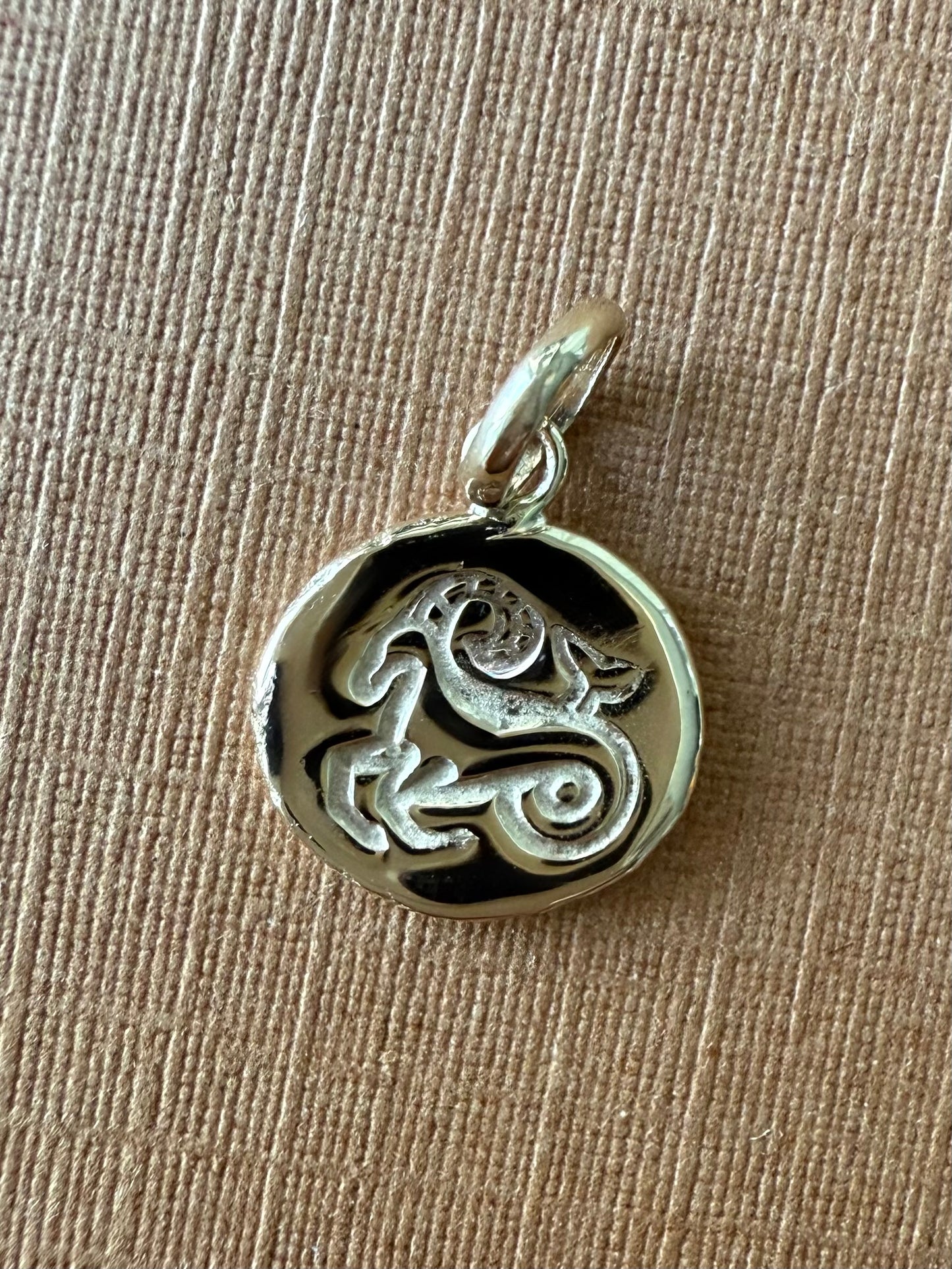 14k Solid Yellow Gold Nugget “Capricorn” Mini Pendant, Tiny Charm