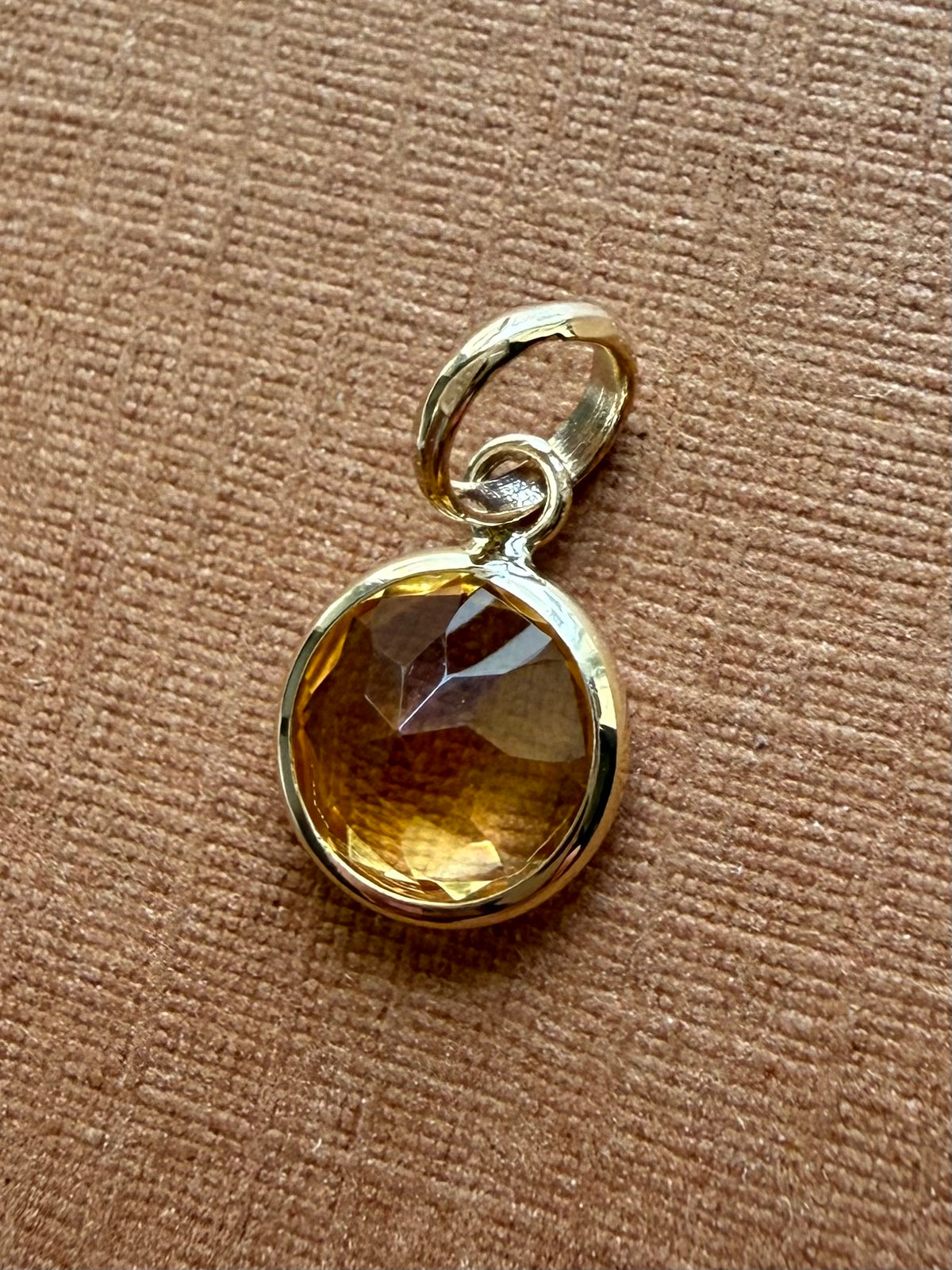 14k Solid Yellow Gold, Citrine Mini Pendant
